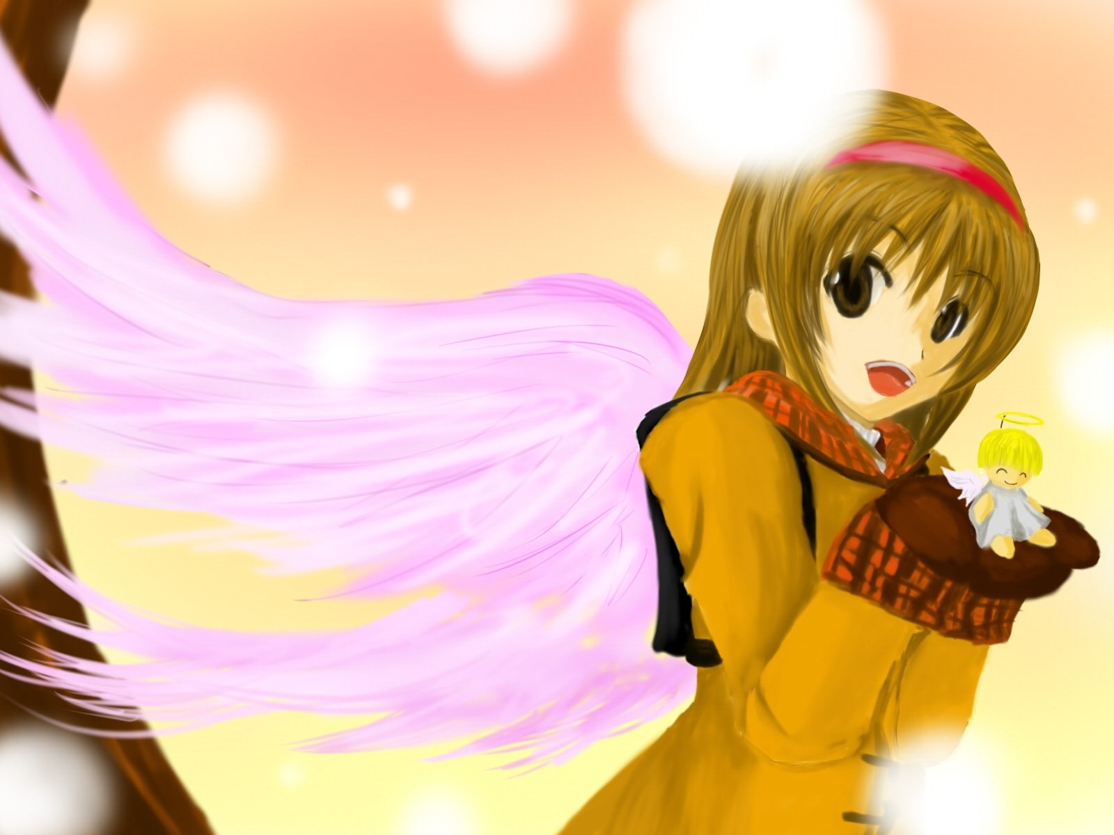 eye mask, one person, pink color, clothing, blond hair, Delighted, obscured face, Wings, mask, Kanon, costume, studio shot, disguise, celebration, mask - disguise, HD Wallpaper