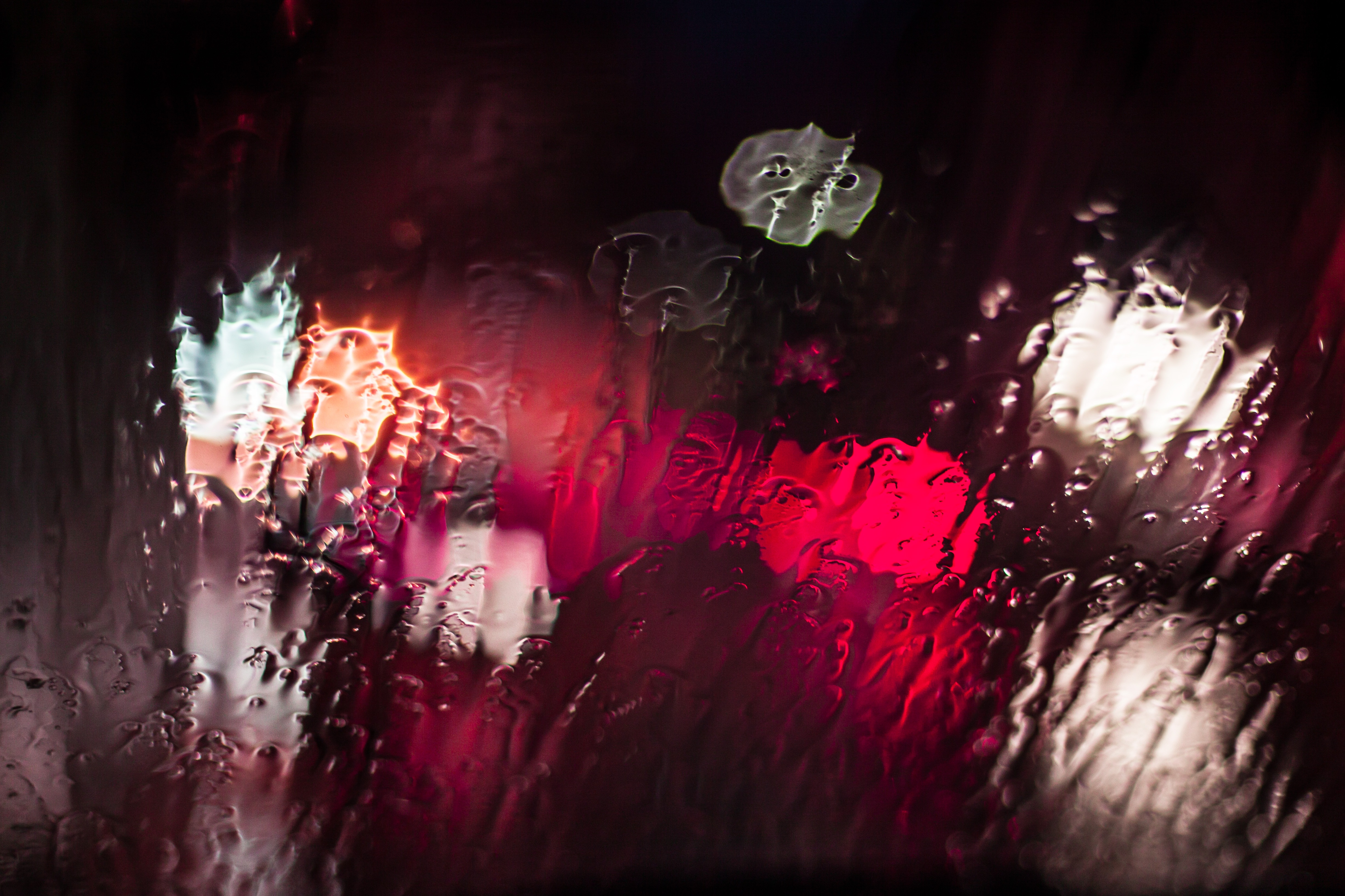 raindrop, wet, weather, rainy season, water, 4K, backgrounds, drop, illuminated, glass - material, indoors, nature, dark, window, washy, windshield, rain, HD Wallpaper