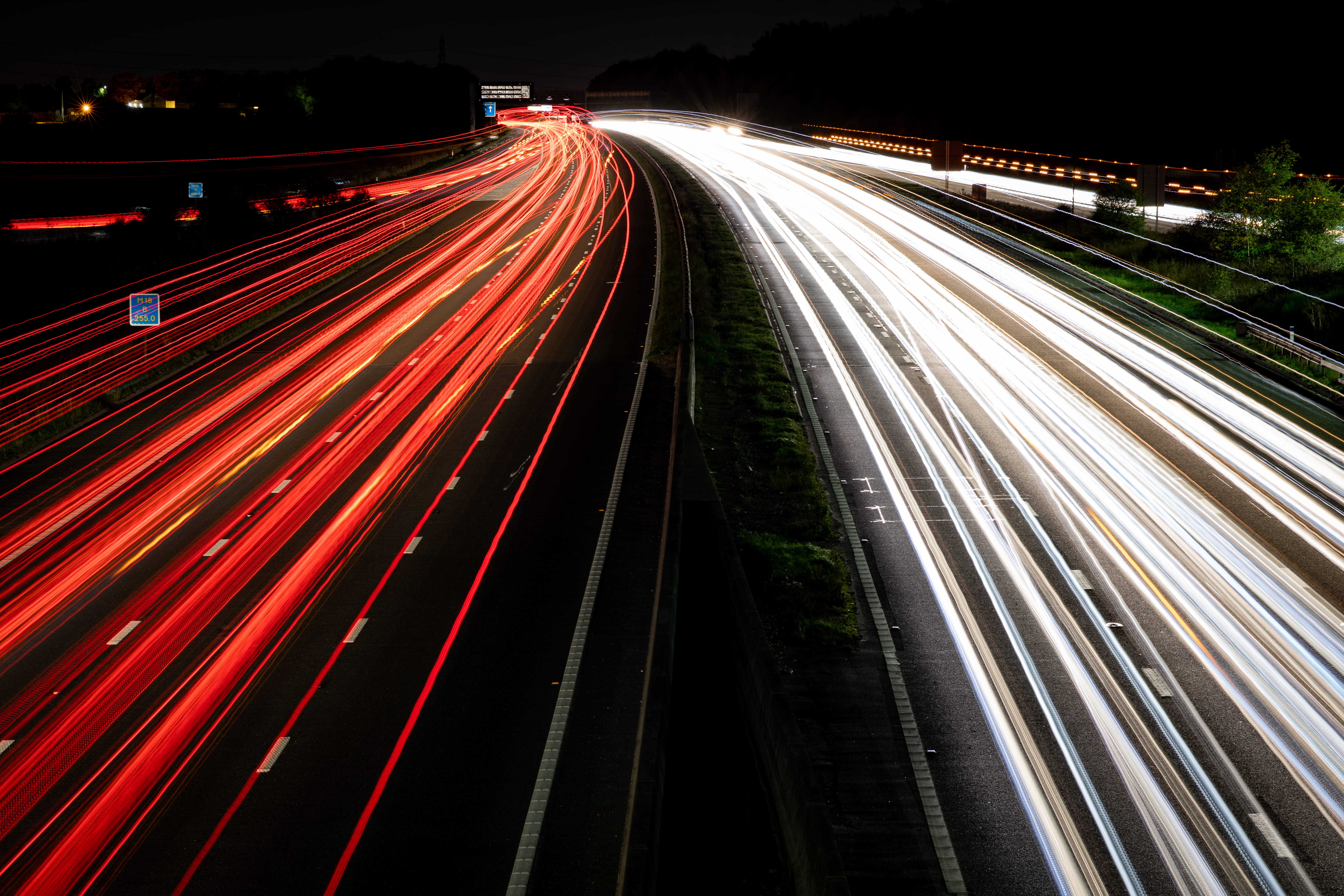 light trail, illuminated, rotherham, red, traffic, multiple lane highway, outdoors, highway, high angle view, street, long exposure, lighting equipment, HD Wallpaper