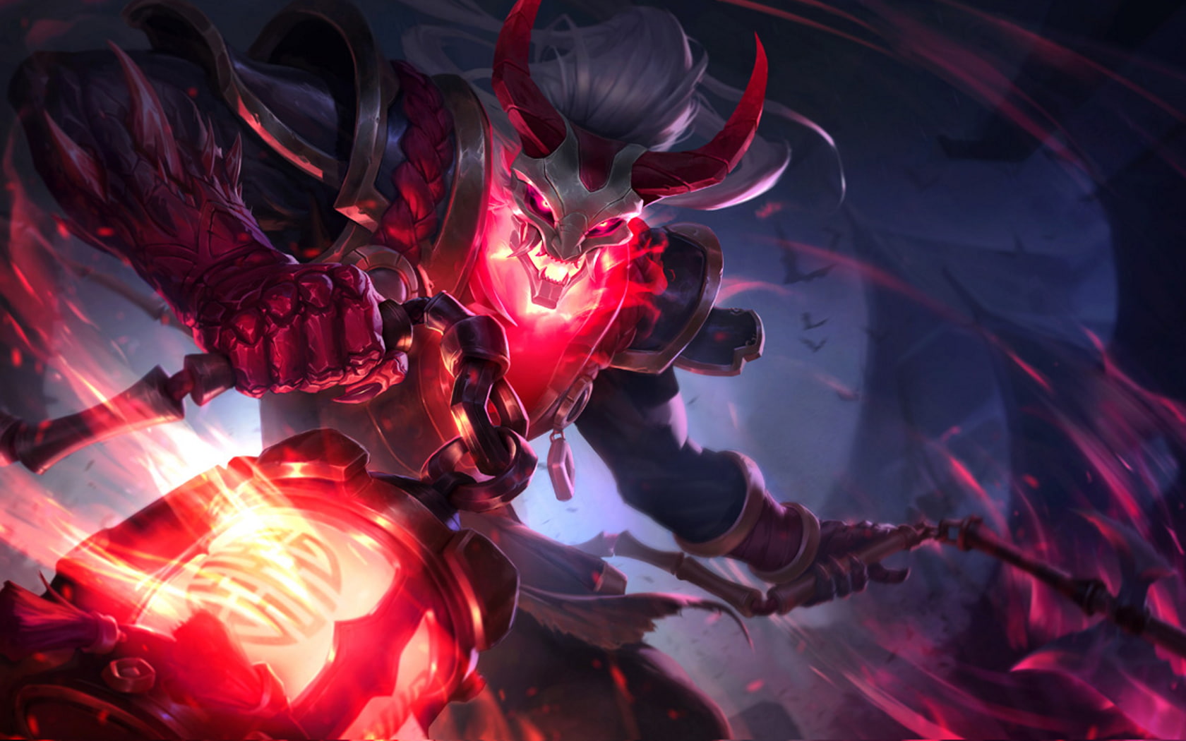720P, League Of Legends, decoration, blurred motion, nature, celebration, long exposure, Thresh, close-up, indoors, illuminated, event, red, glowing, night, HD Wallpaper