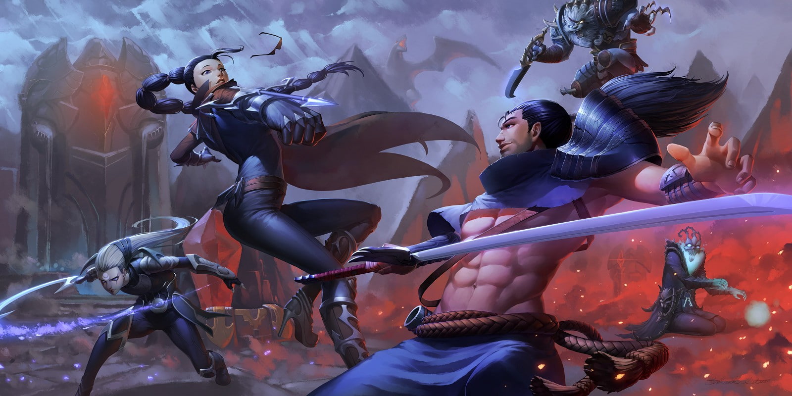Diana, Rengar, 720P, Yasuo (League Of Legends), Thresh, Vayne (League of Legends), League Of Legends, HD Wallpaper