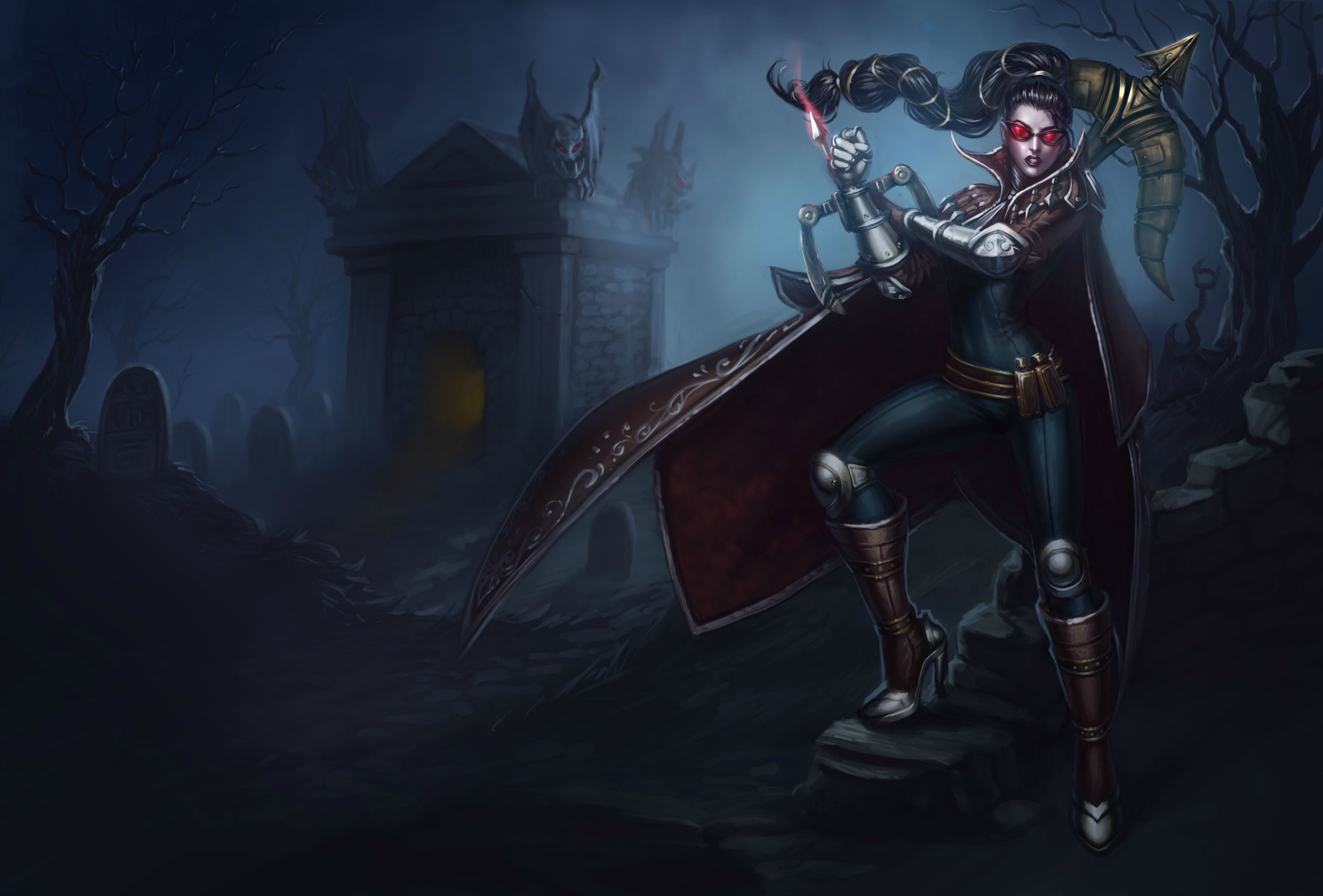 fantasy, legends, vayne, weapons, dark, warrior, 2K, league, HD Wallpaper