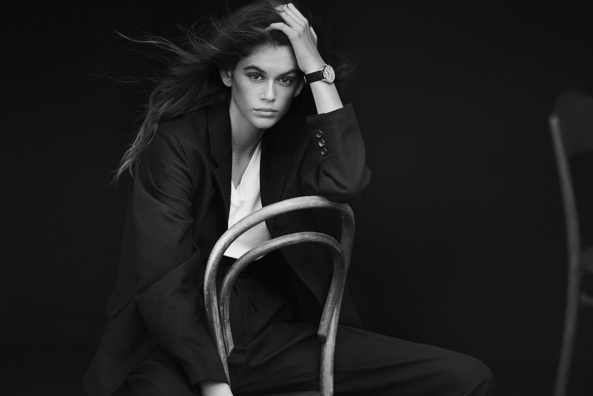 Models, Kaia Gerber, 1080P, Black and White, HD Wallpaper