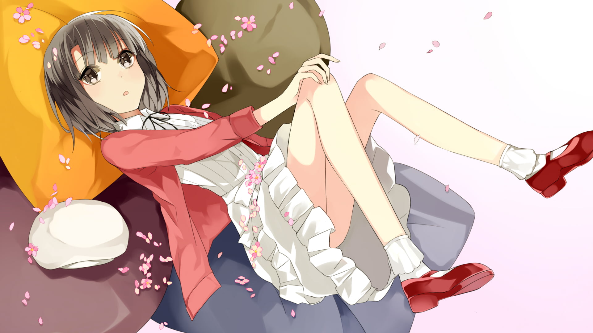 anime girls, indoors, childhood, studio shot, lifestyles, mask, creativity, Megumi Katou, bed, holding, leisure activity, girls, real people, women, lying down, HD Wallpaper