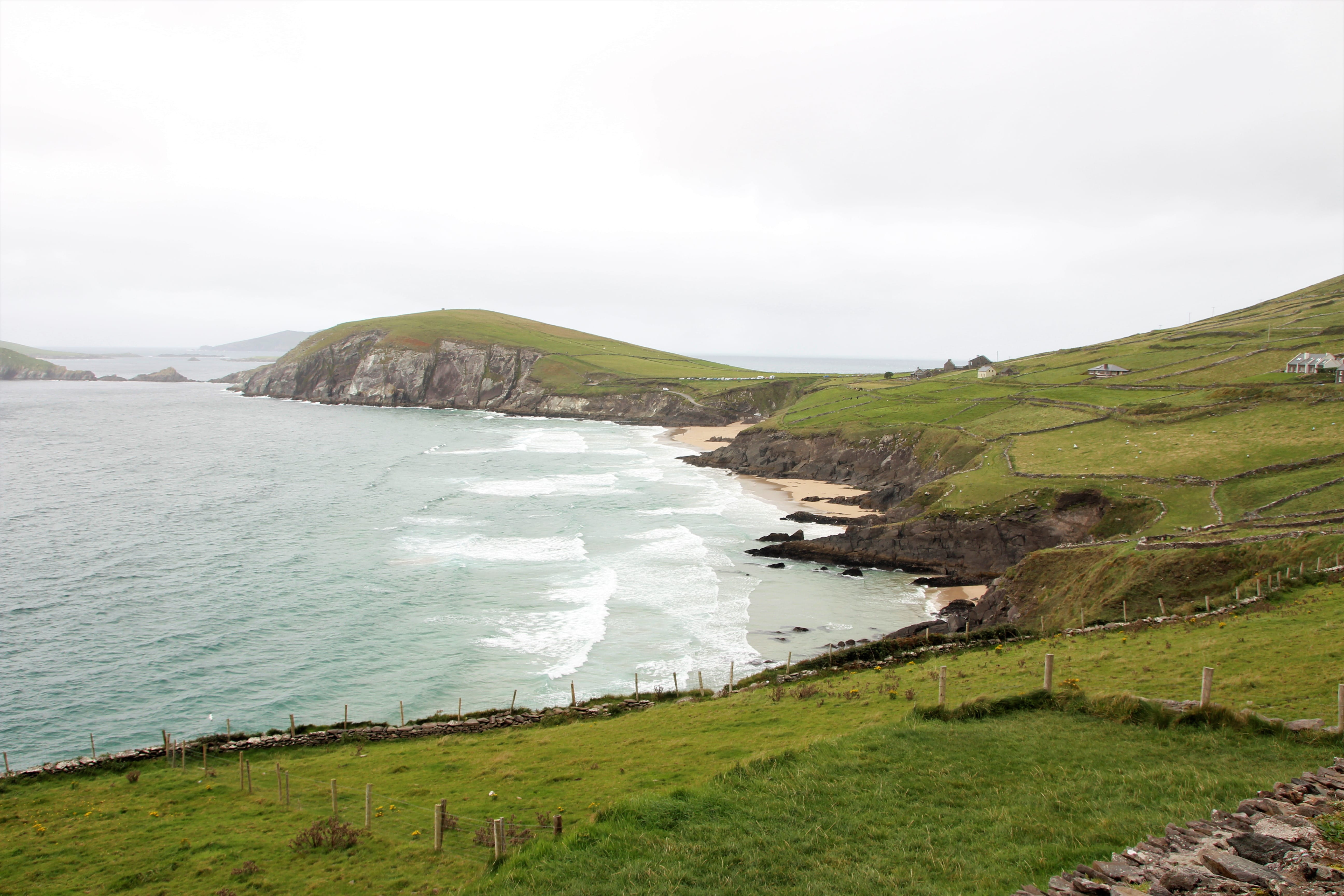 coast, wild, travel, cloudy, beach, irish, ocean, day, atlantic, landscape, lagoon, green color, coastline, plant, overcast, rock, sport, outdoors, cliff, HD Wallpaper