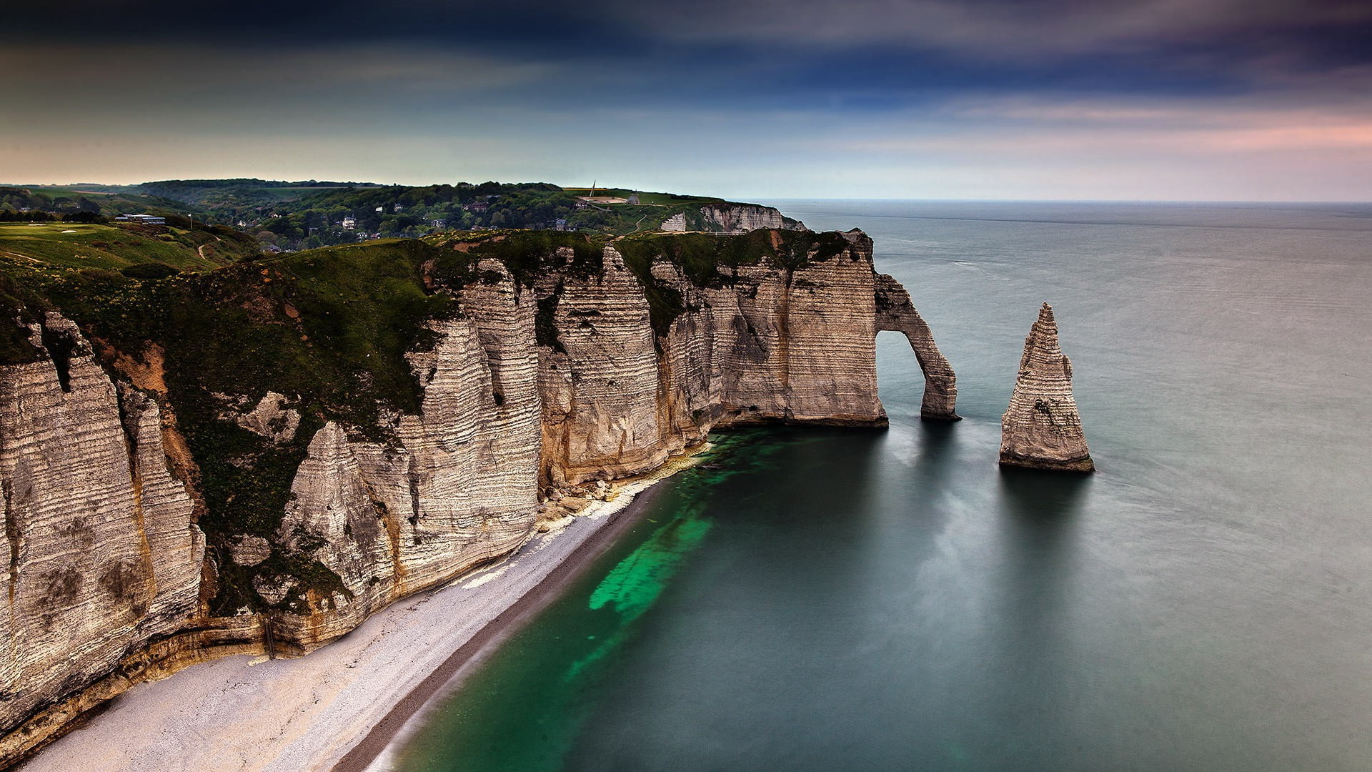 horizon over water, Étretat, water, travel destinations, bay, nature, horizon, beach, sea, outdoors, clouds, cloud - sky, no people, solid, environment, HD Wallpaper