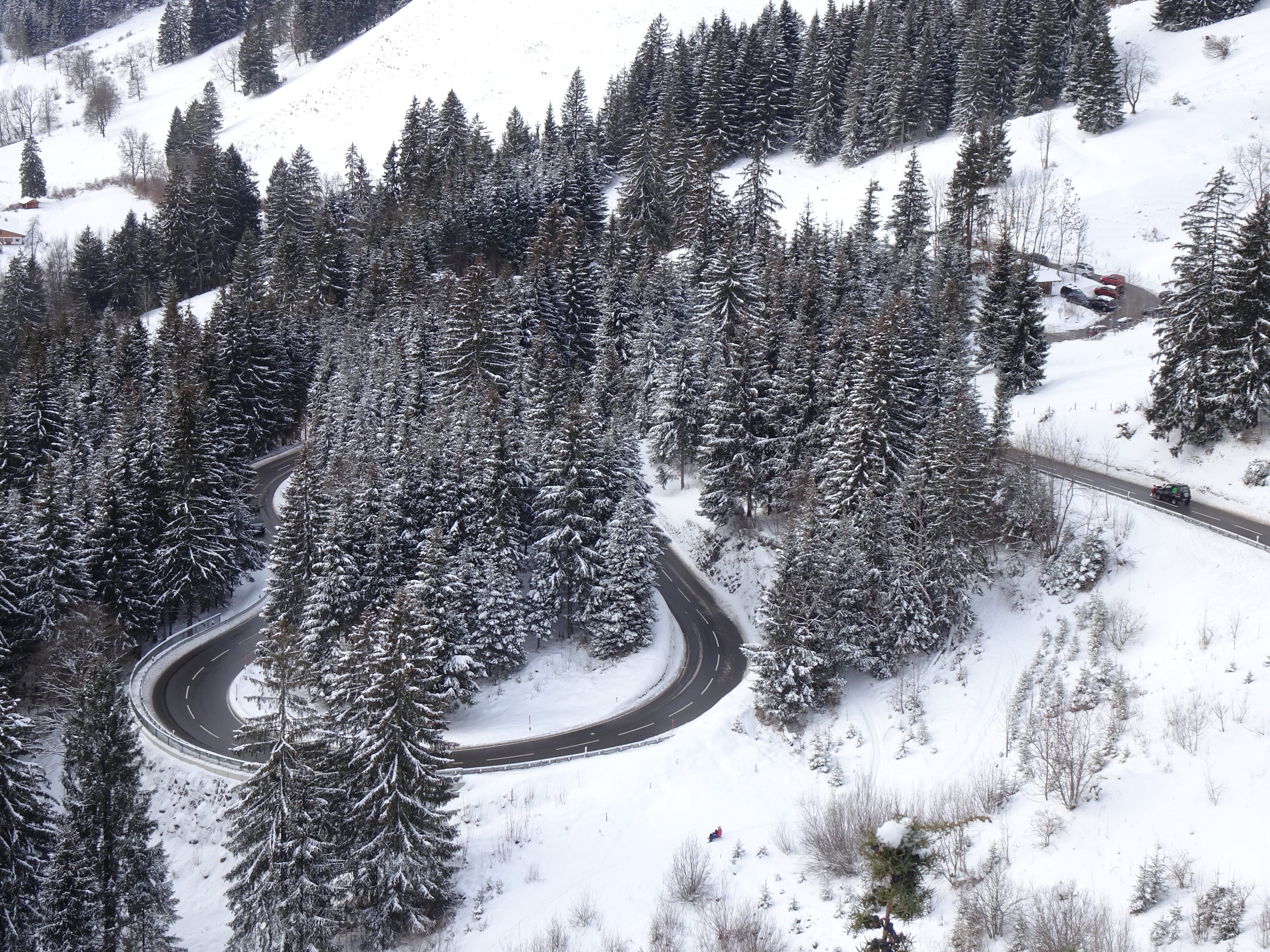 nature, curve, mountain, plant, curves, snowcapped mountain, transportation, tranquility, winter, allgäu, snow, covering, 4K, no people, snowy, snow landscape, HD Wallpaper