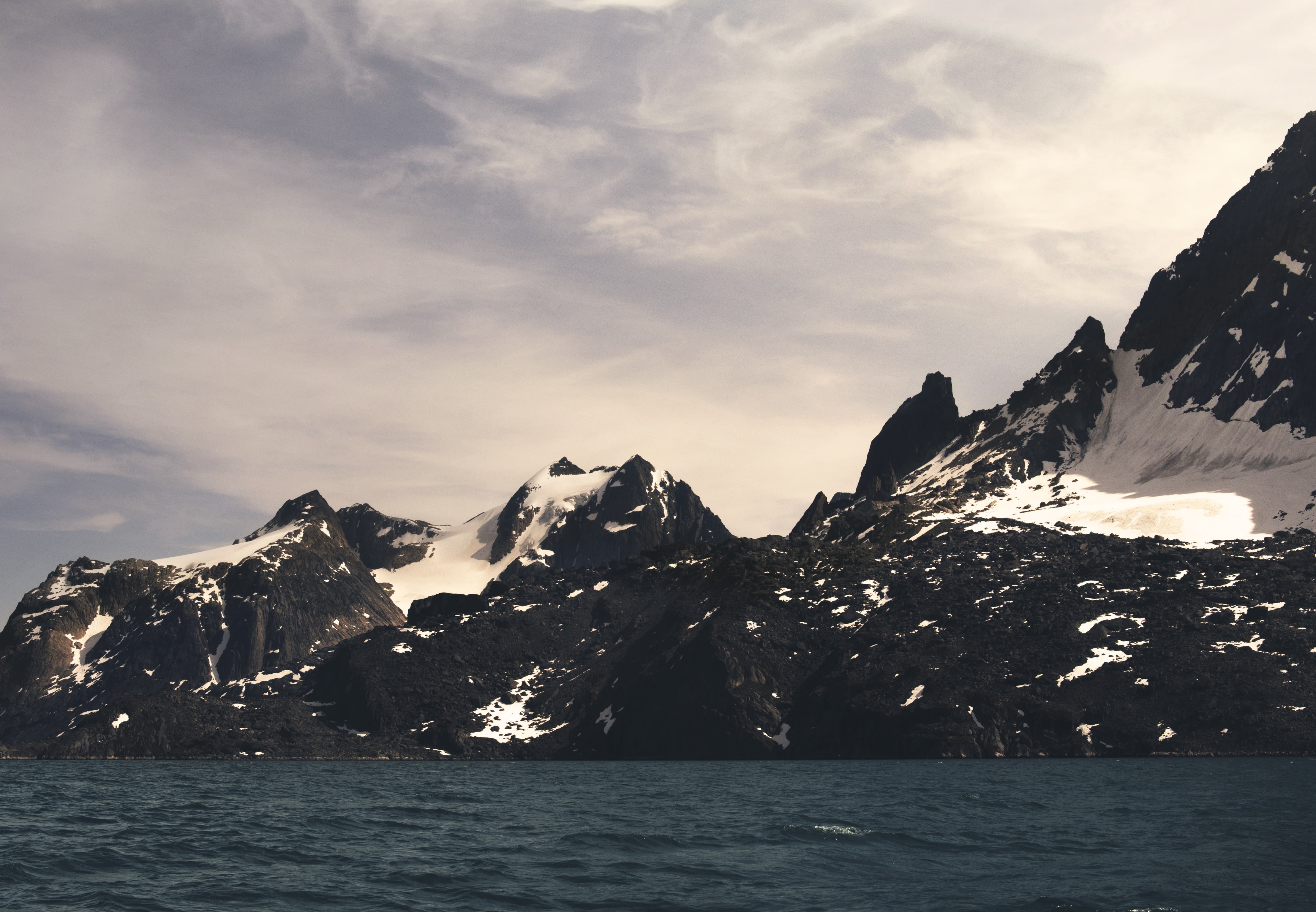 ocean, mountains, non-urban scene, winter, formation, covered, scenics - nature, outdoors, snowcapped mountain, environment, wild, waterfront, bluff, beauty in nature, HD Wallpaper