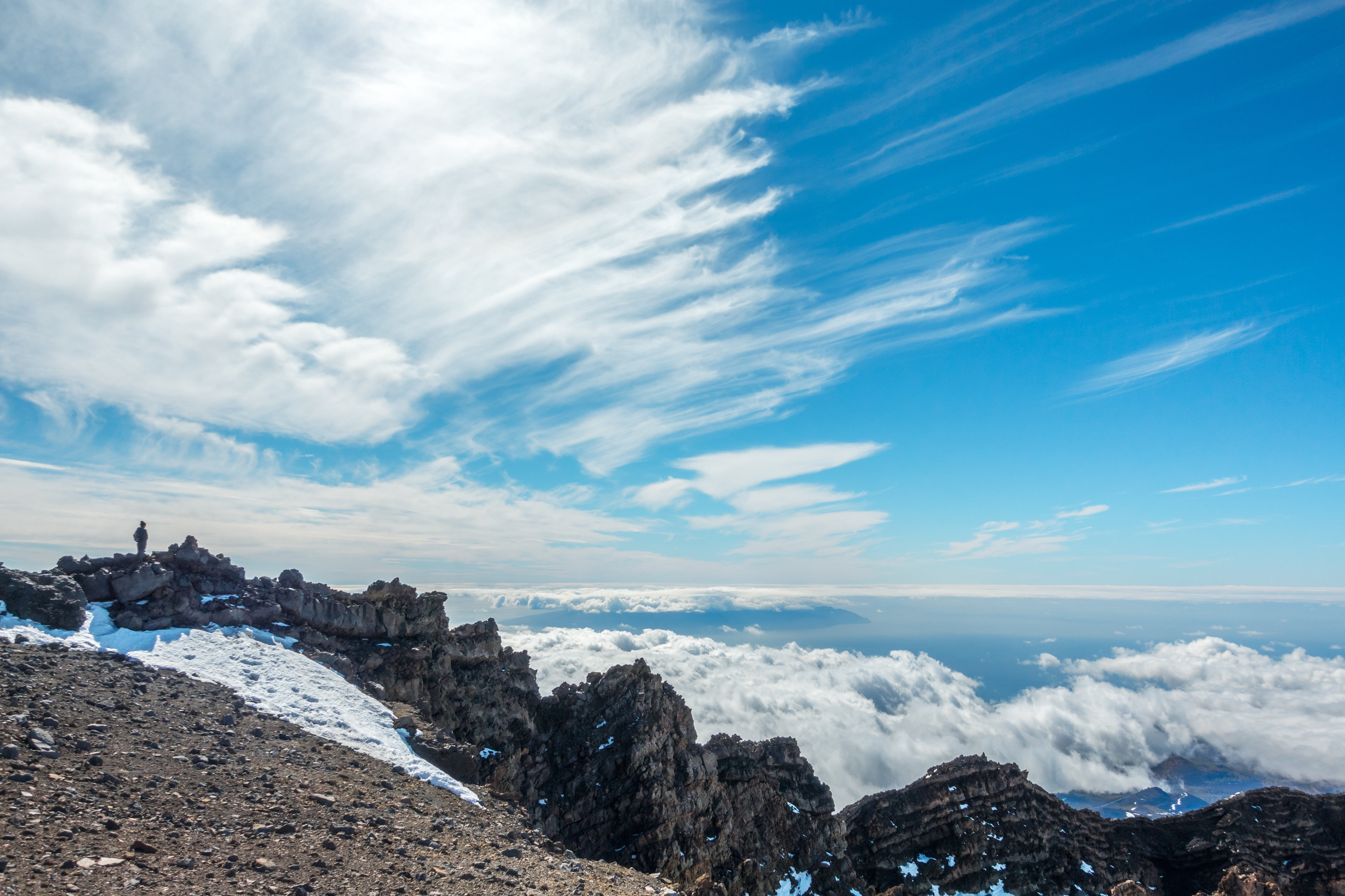 mountain peak, nature, cloud - sky, landscape, idyllic, photography, snowcapped mountain, snow, sky, outdoors, winter, beauty in nature, mountain range, HD Wallpaper