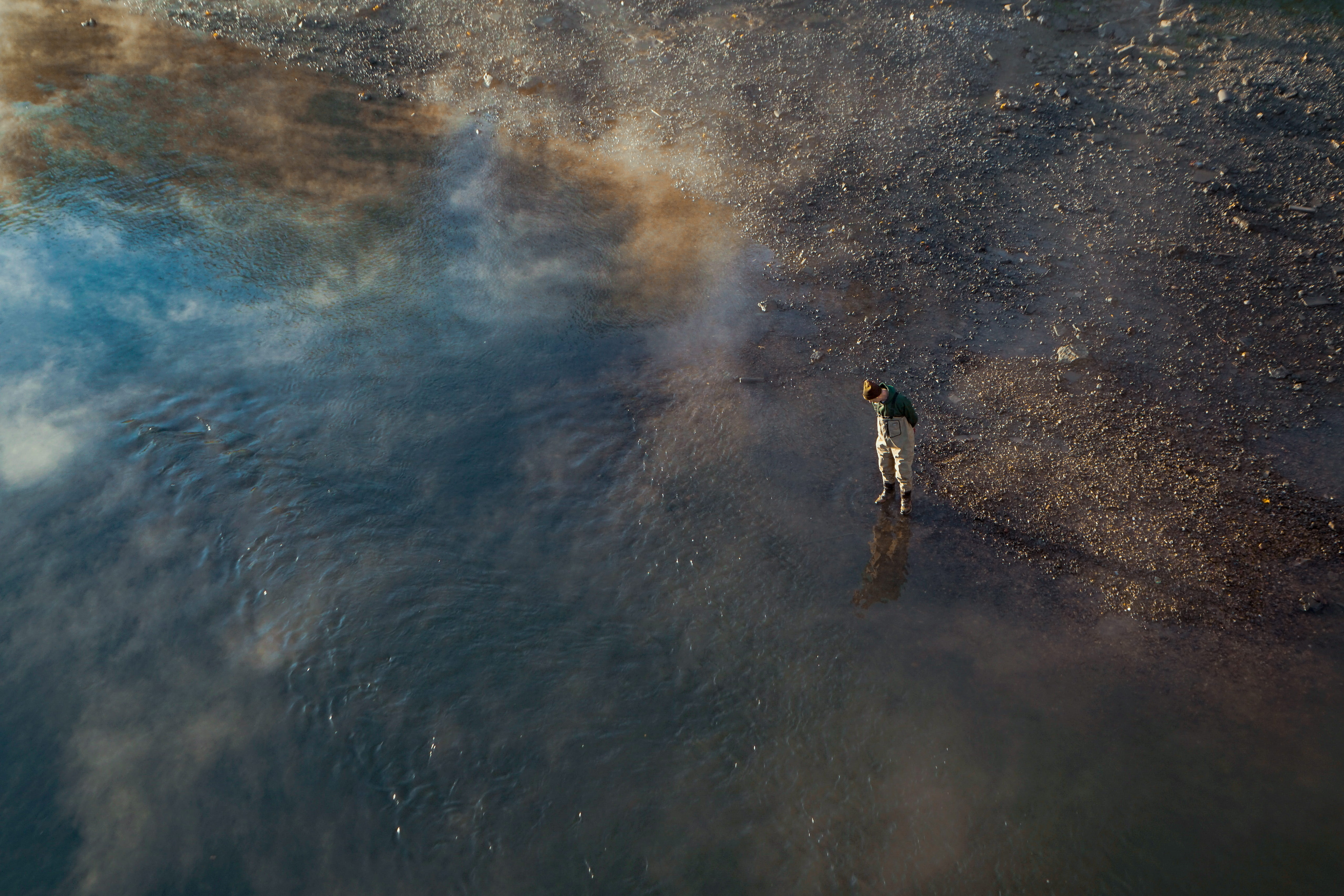 motion, outdoors, action, stone, water, summer, wet, sport, one Person, front, man, person, fisherman, dawn, adventure, drone view, river thame, earth, HD Wallpaper