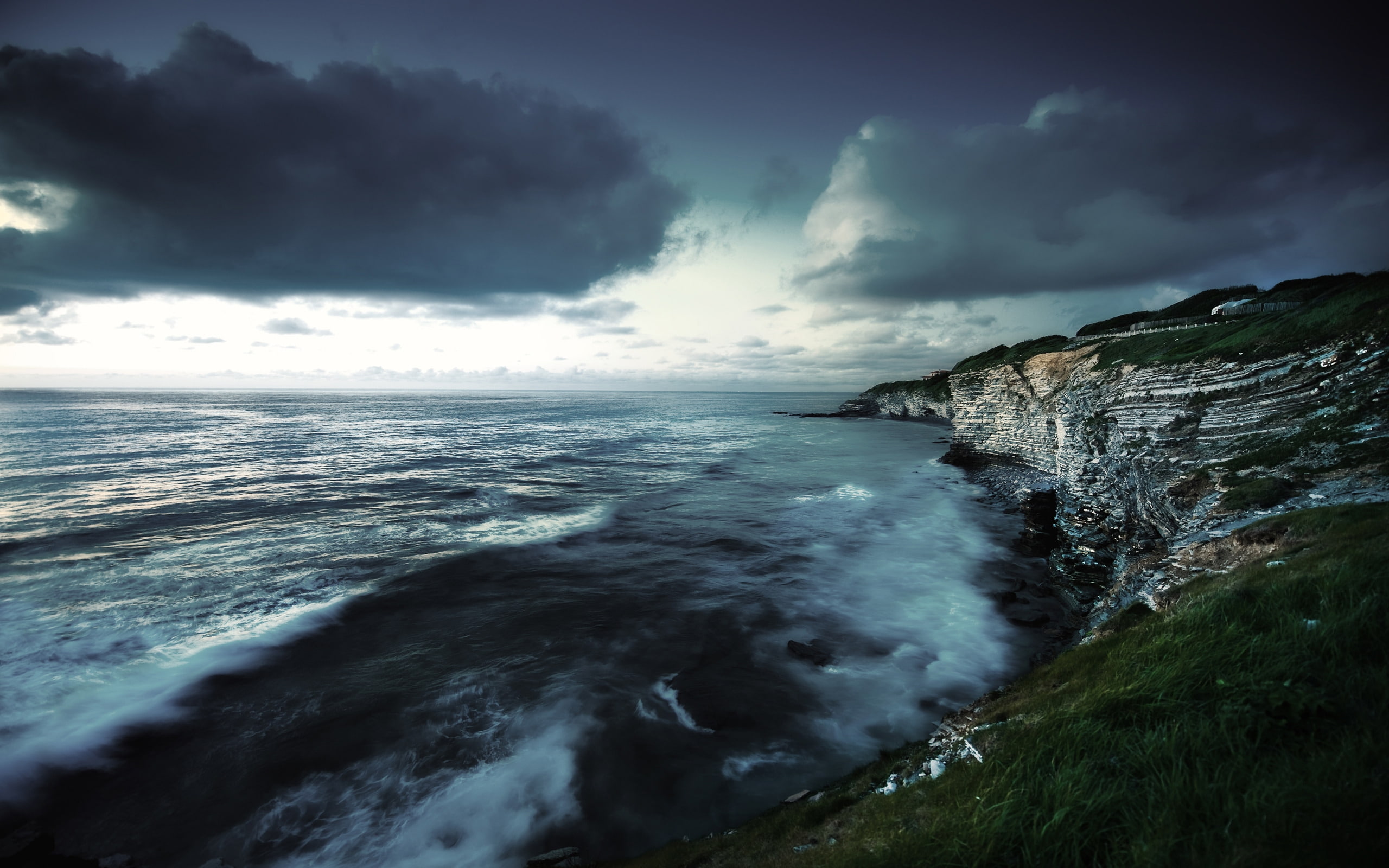 atlantic, sky, west, ocean, beach, 2K, water, sea, seascape, coast, rocks, HD Wallpaper