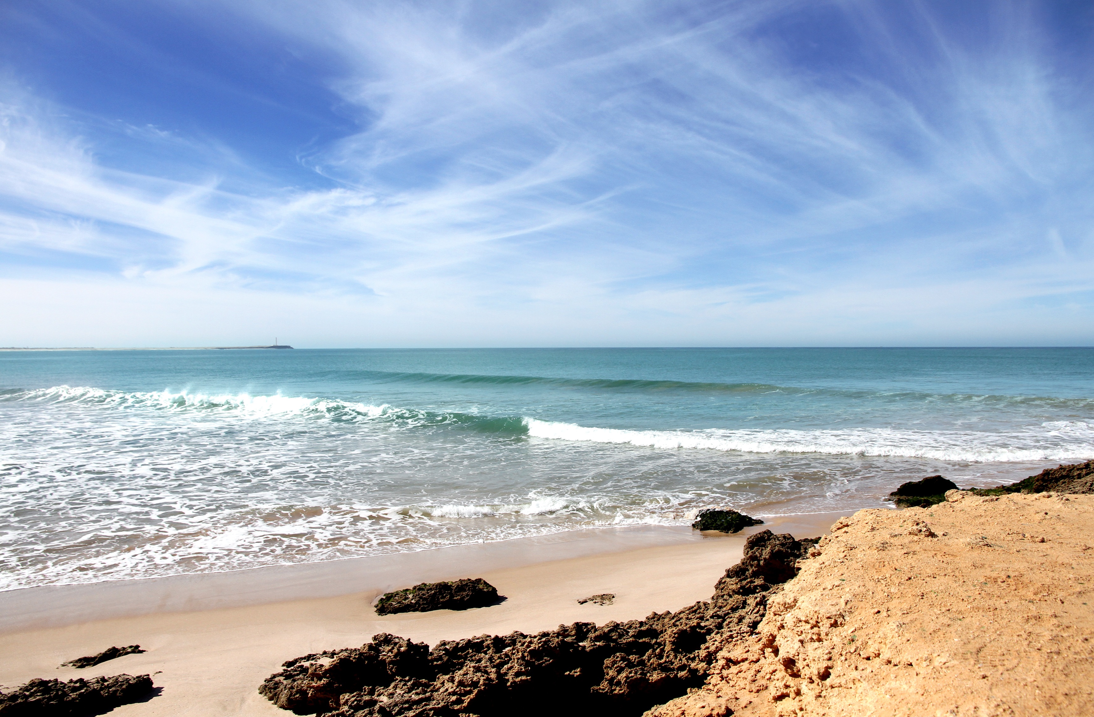 outdoors, cloud - sky, beach morocco, seashore, tranquil scene, horizon over water, beach landscape, water, summer, coast, waves, sand, scenics - nature, HD Wallpaper