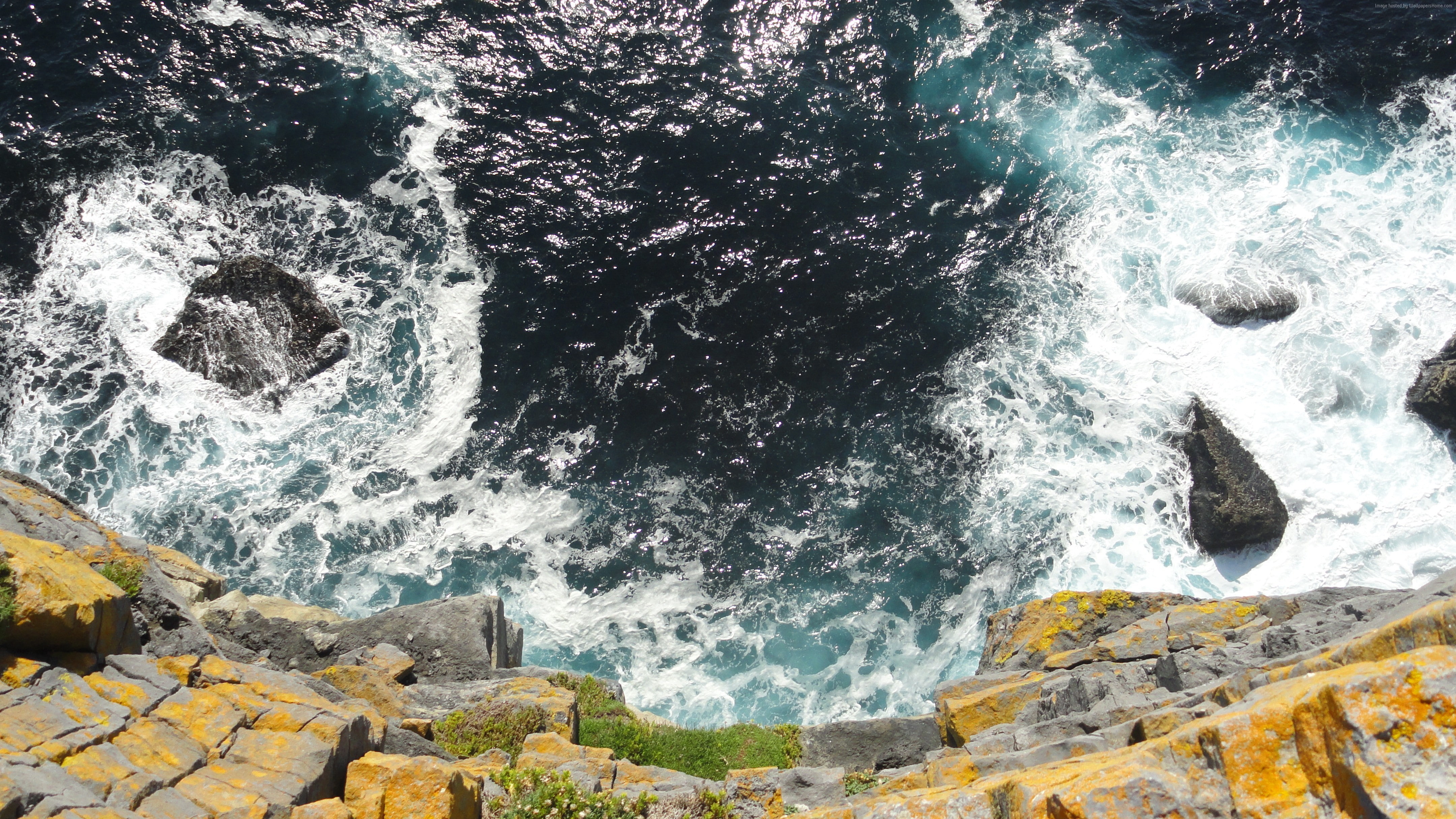 4k, cliffs, 5k, Ireland, 4K, Sea, water, blue, ocean, rocks, nature, landscape, HD Wallpaper