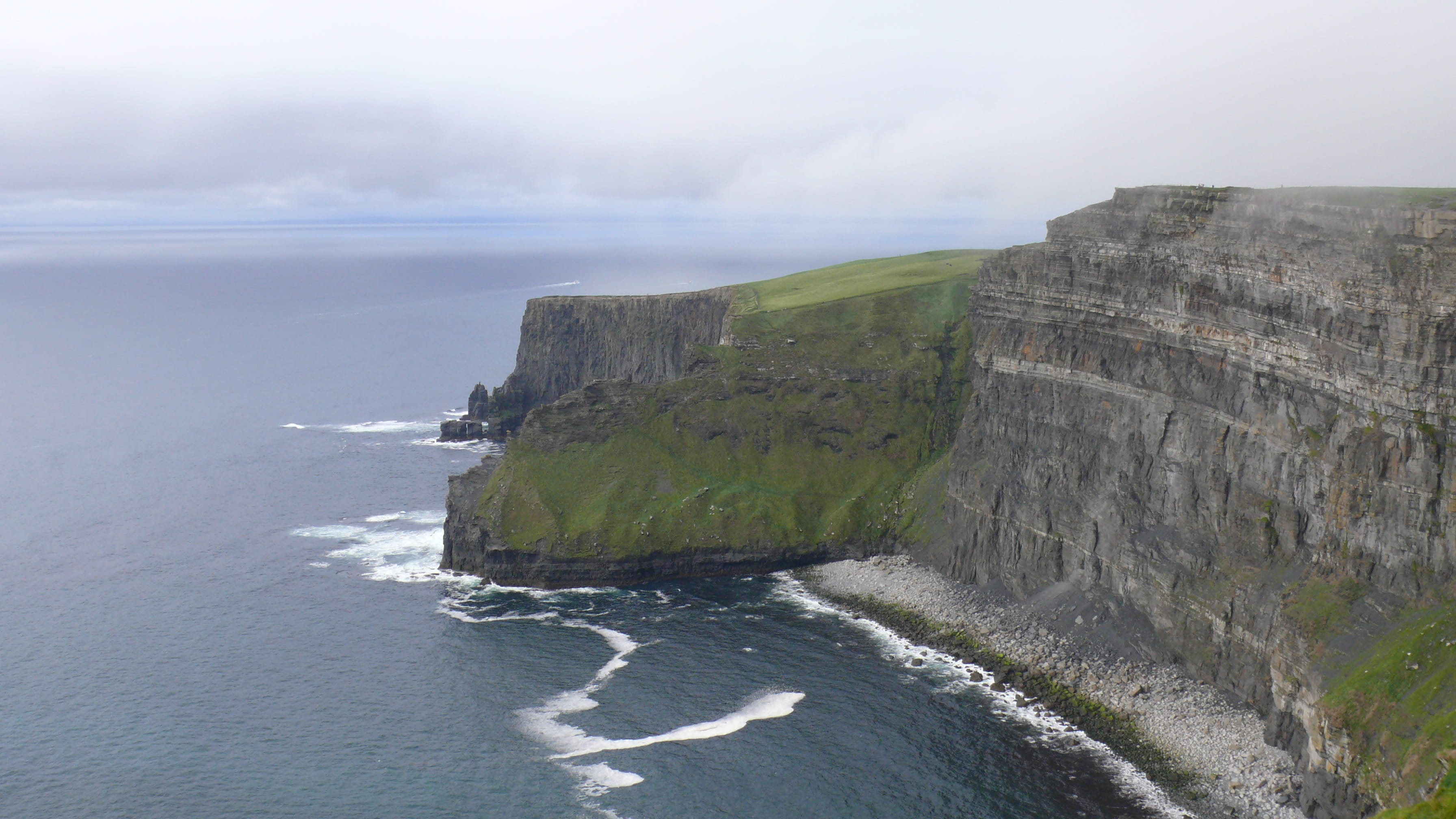 water, coast, beach, non-urban scene, rocky coast, rock formation, nature, day, 2K, tranquil scene, landscape, cliff, cliffsofmoher, mountain, sky, moher, HD Wallpaper