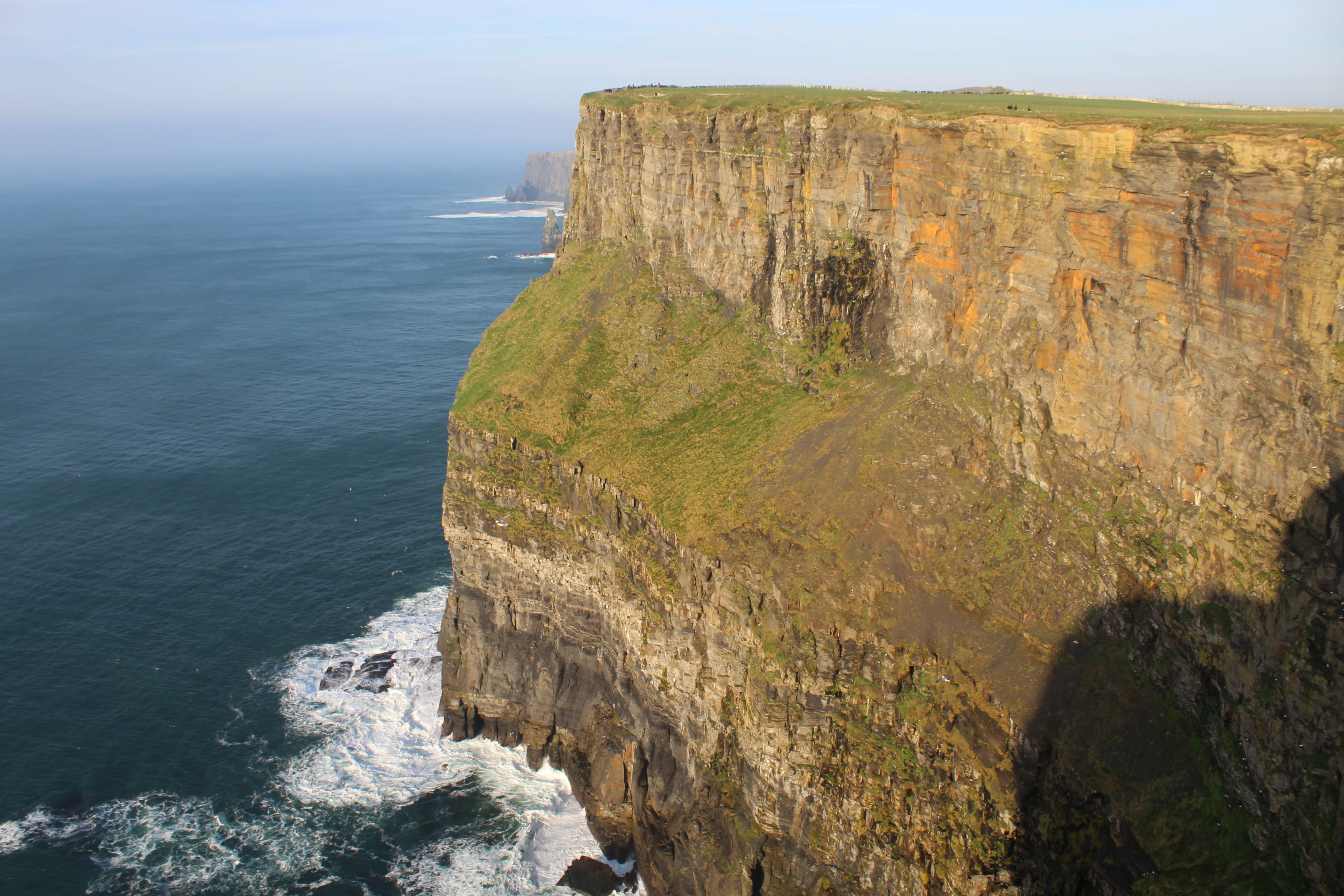 high angle view, sky, outdoors, rock formation, no people, formation, tranquil scene, cliff, scenics - nature, nature, rocky coastline, moher, beach, water, HD Wallpaper