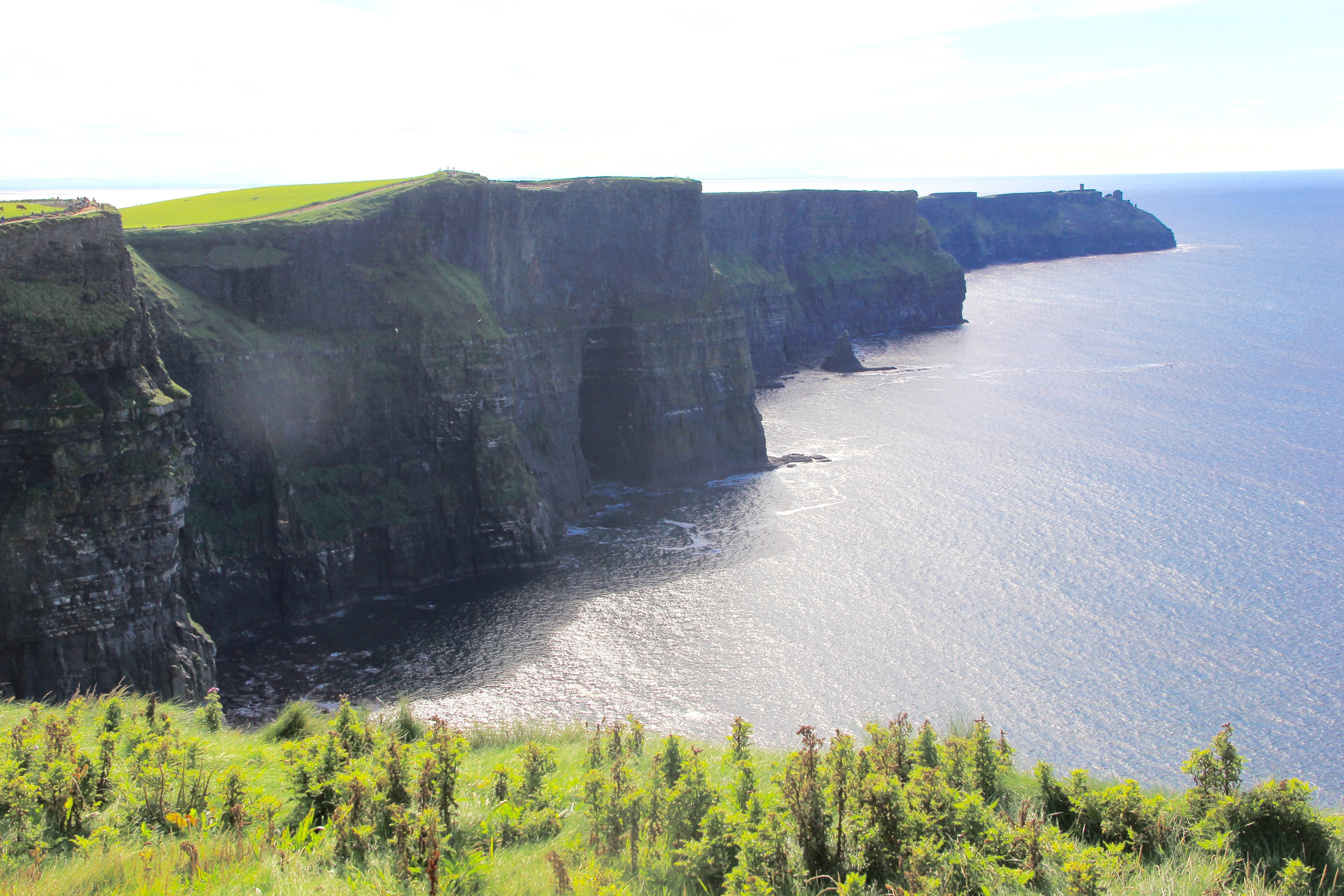 idyllic, scenery, 5K, cliff, rock formation, sky, atlantic, nature, cliffs of moher, ireland, green, near, rock, beauty in nature, irish, landscape, aerial, HD Wallpaper