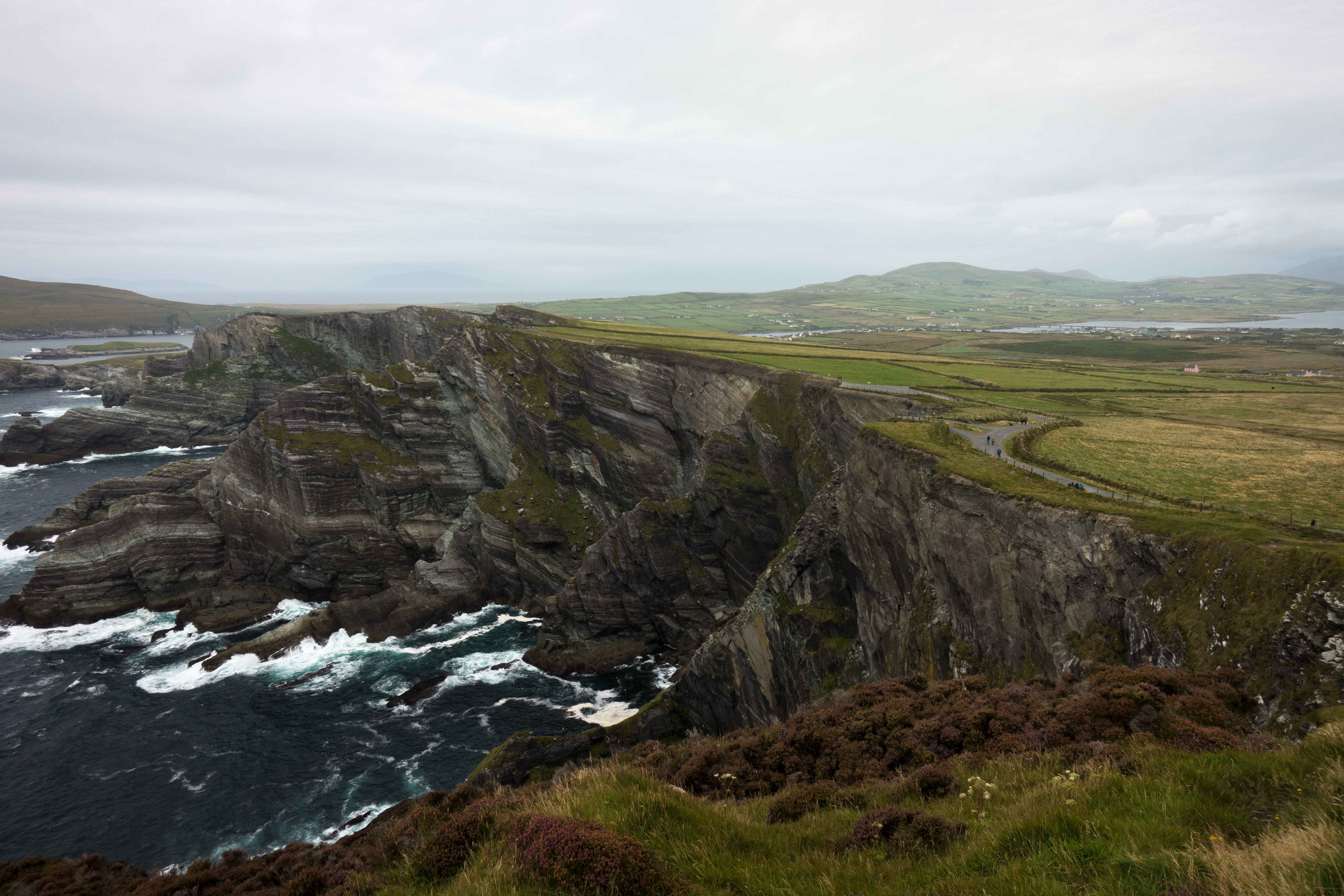 land, nature, scenics - nature, blue, cliffs, remote, landscape, 5K, rough, stone, atlantic ocean, colorful, no people, rocks, rock, green, tranquil scene, HD Wallpaper