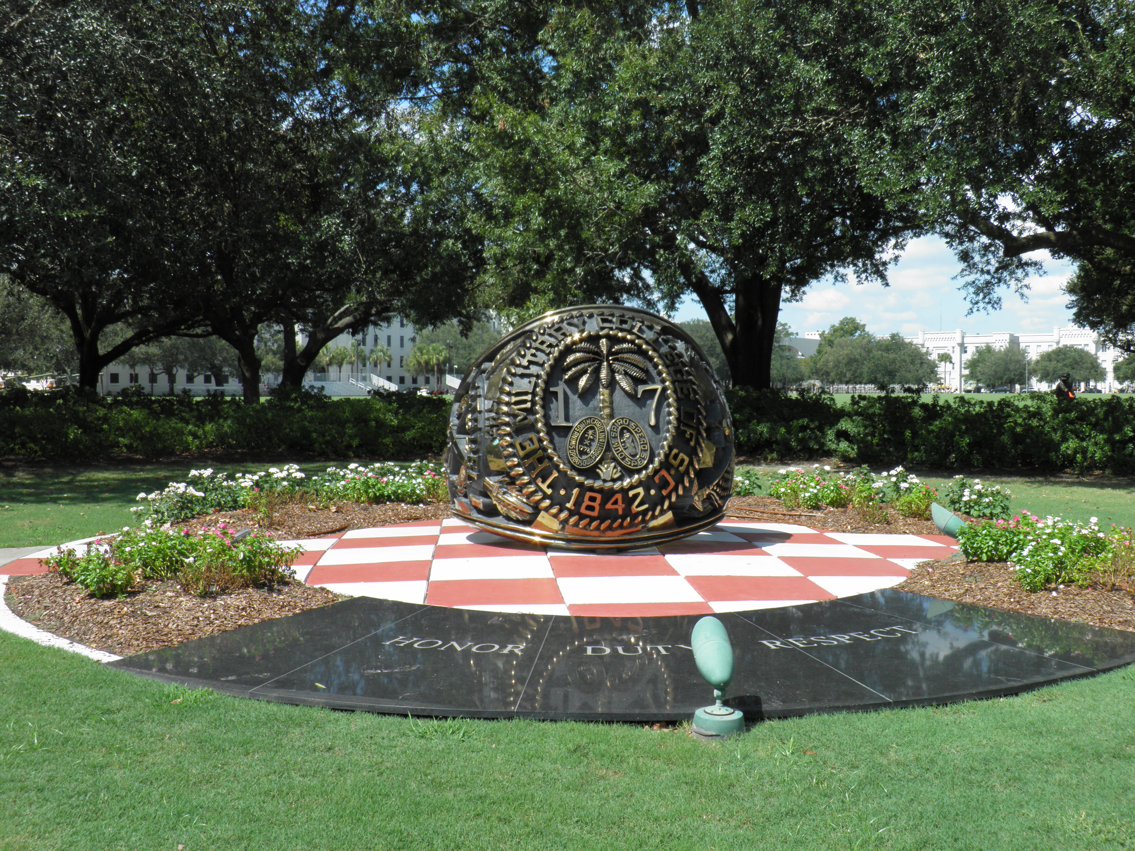 class ring, no people, tree, citadel, plant, outdoors, sunlight, nature, park - man made space, field, design, day, park, 4K, charleston south carolina, HD Wallpaper