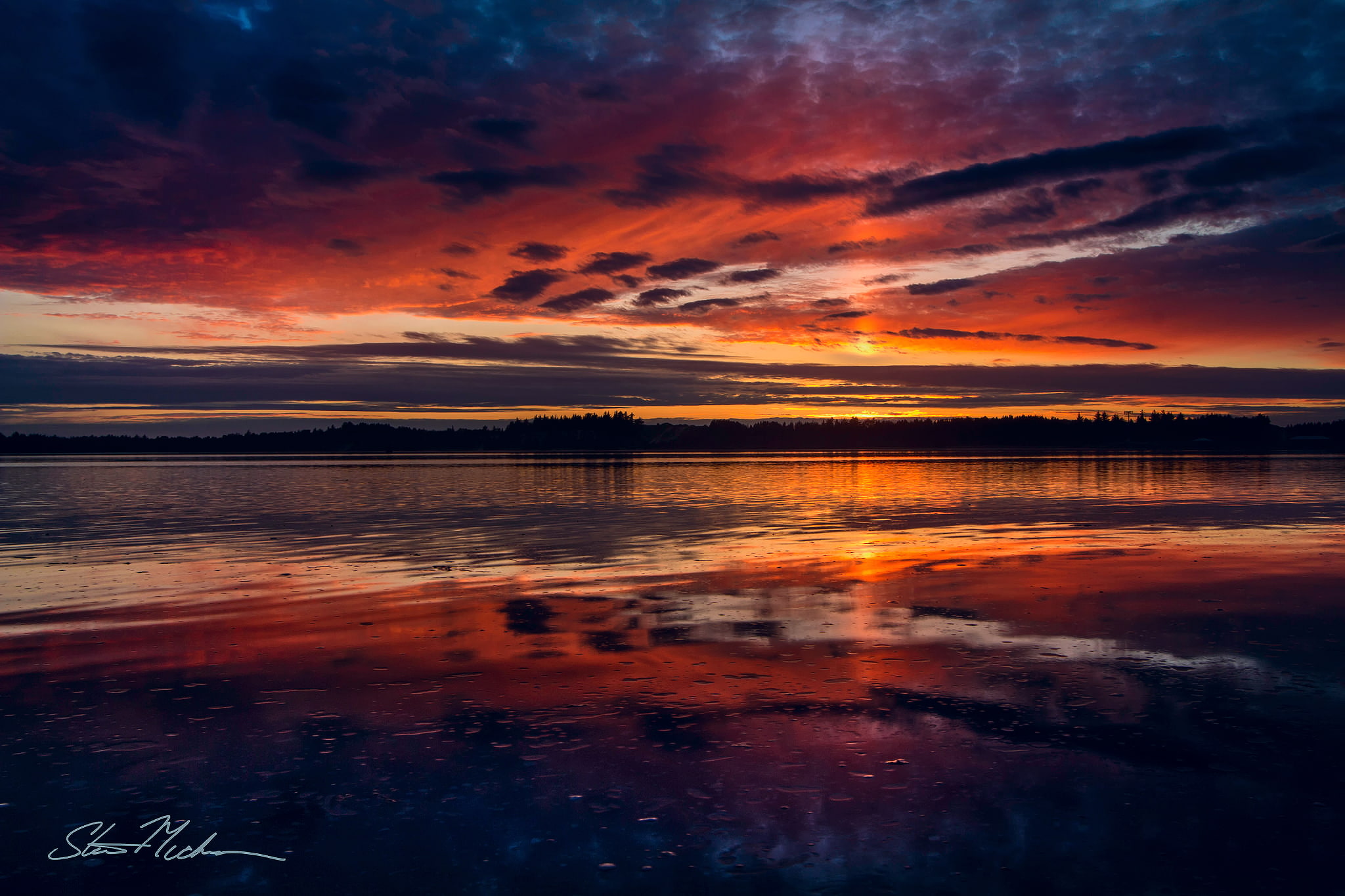 1080P, river, clouds, state, the sky, sunset, Oregon, the Pacific ocean, reflection, Bay, the evening, Coos, USA, water, HD Wallpaper