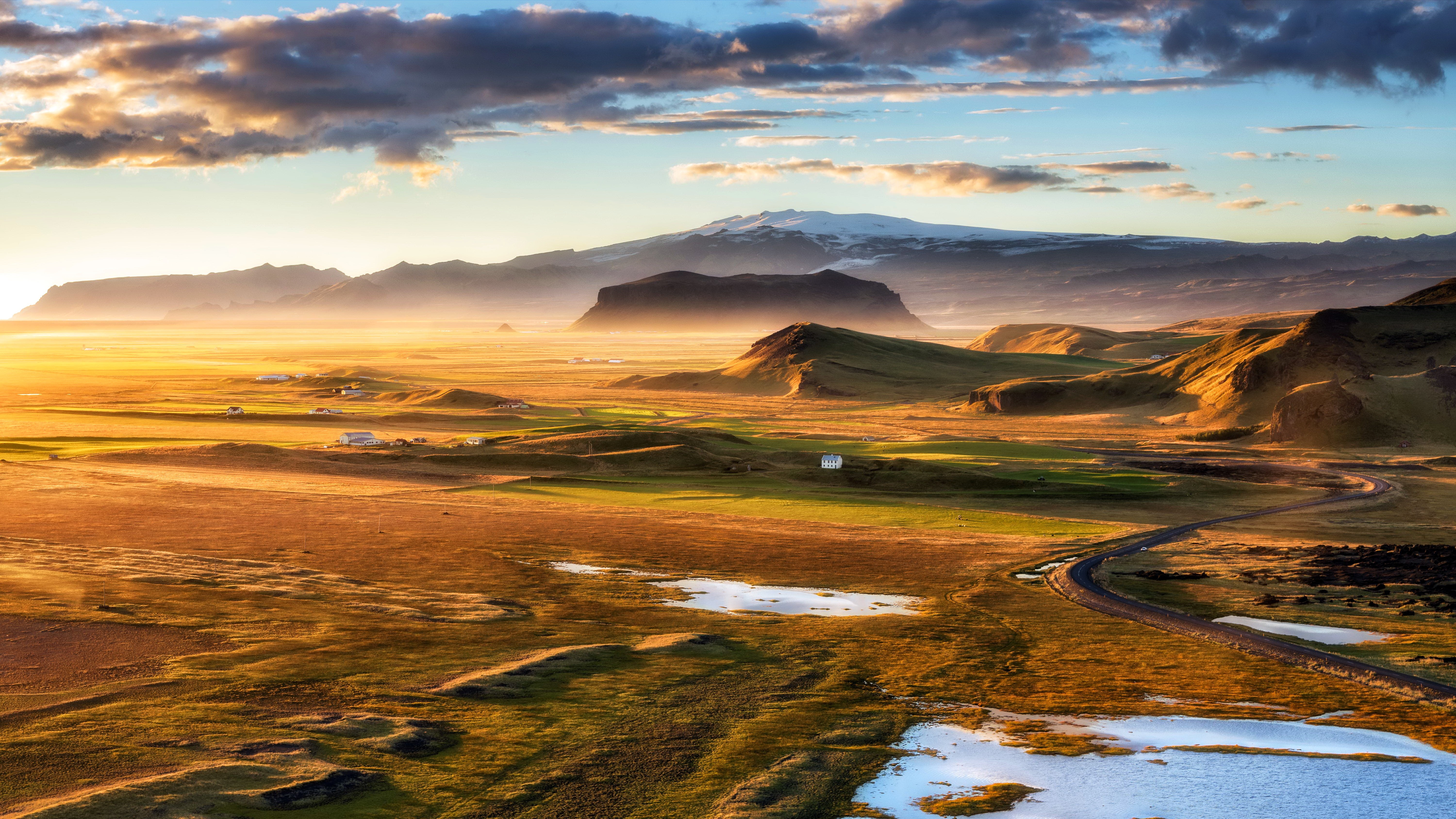 Iceland, 5K, Dyrholaey, golden hour, HD Wallpaper