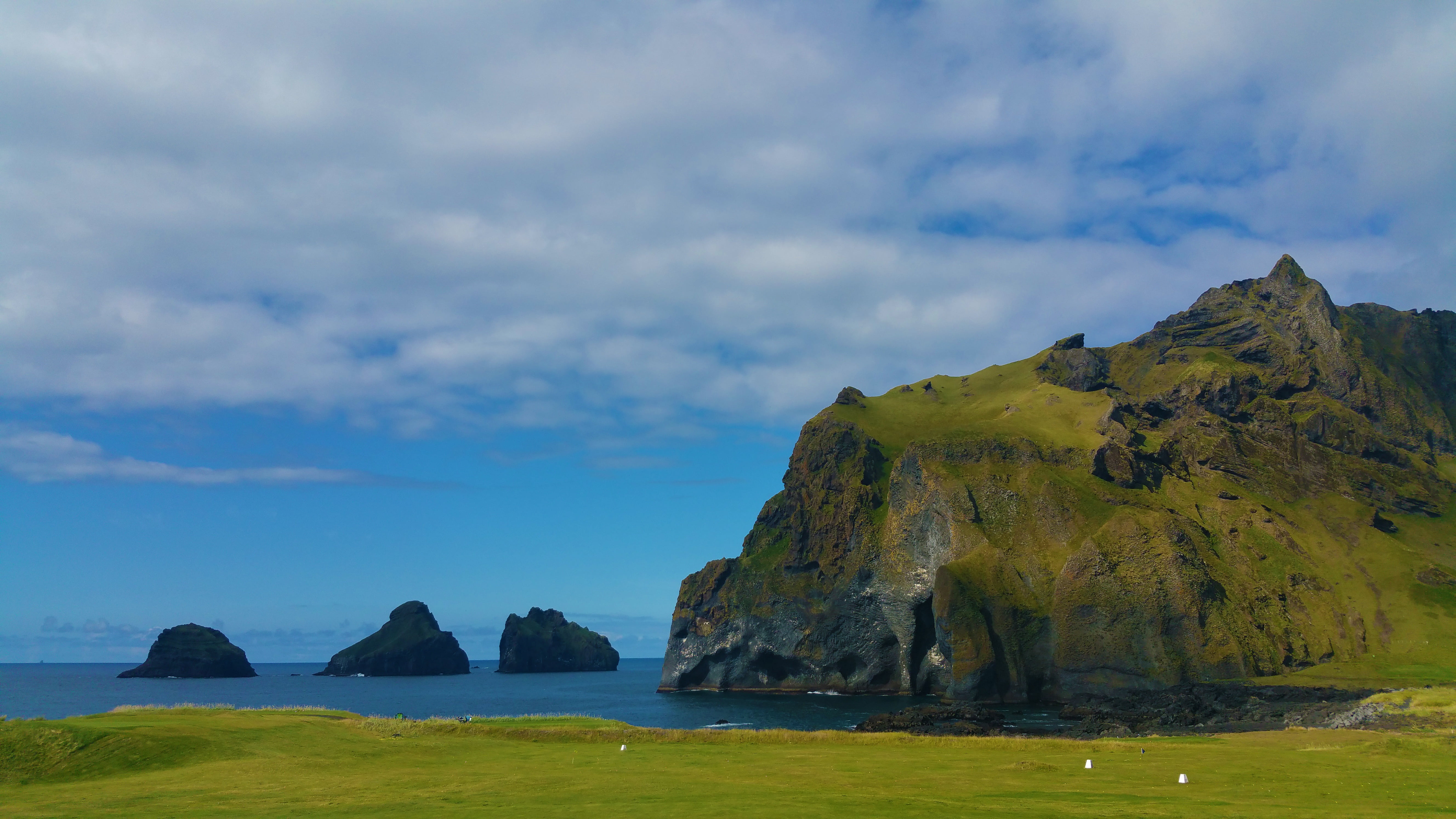 ocean, travel, iceland, coastline, land, tranquility, landscape, rock, sea, icelandic, cloud - sky, dyrholaey, stack rock, volcanic, rock - object, cliff, HD Wallpaper