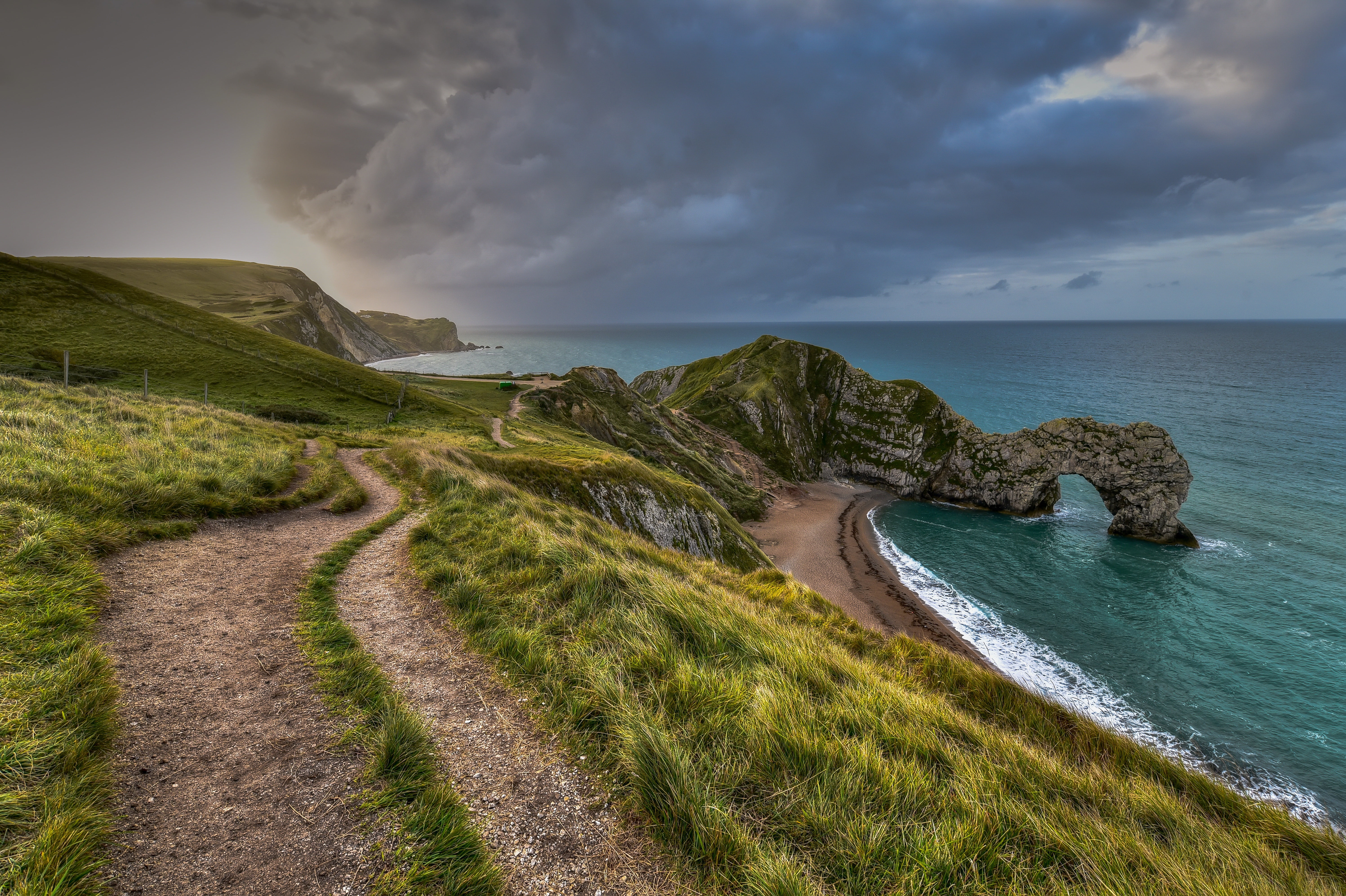 Purbeck District, West Lulworth, sea, 5K, shore, England, HD Wallpaper
