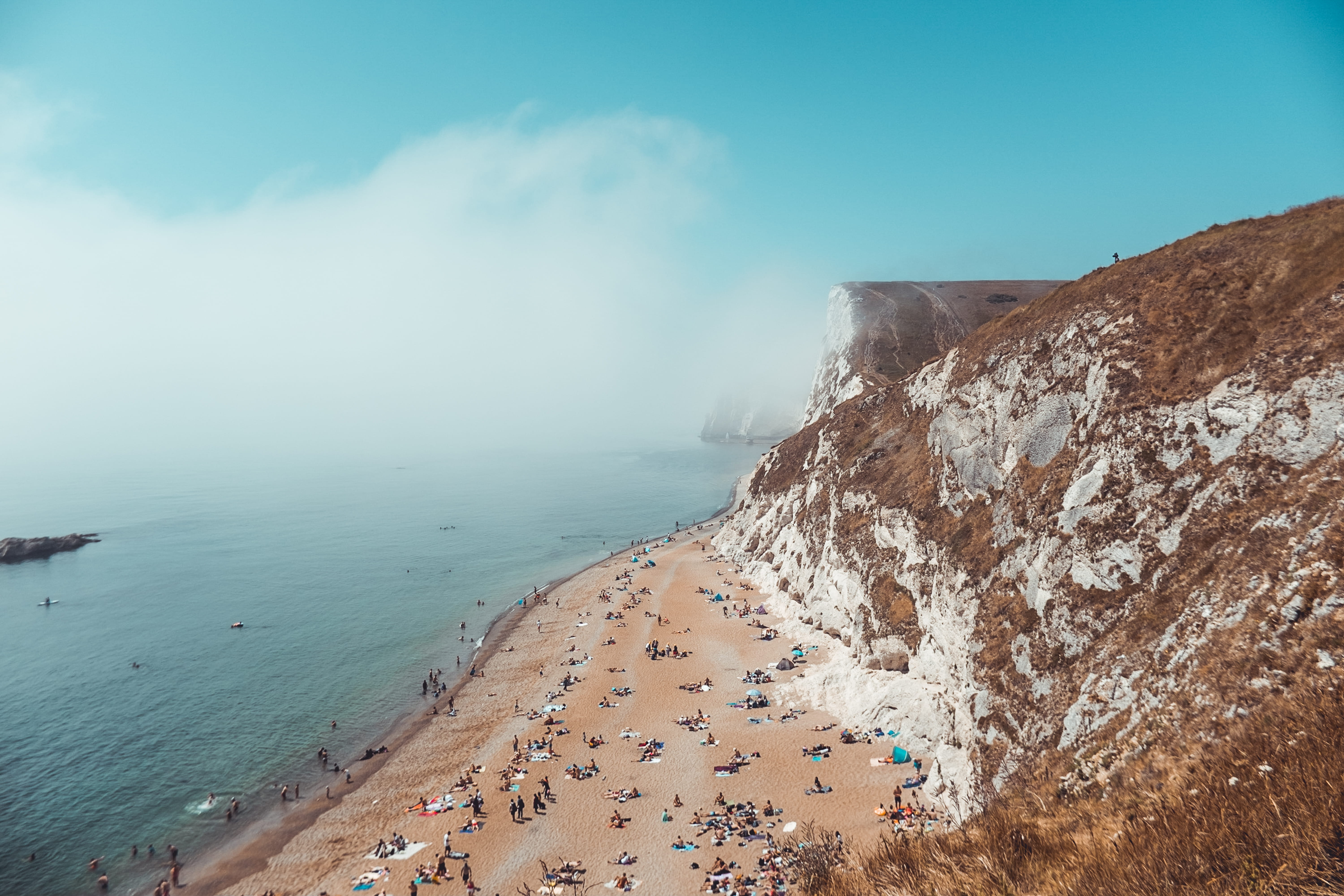 beauty in nature, fog, incidental people, united kingdom, tranquility, water, outdoors, wareham, land, group of people, people, scenics - nature, mountain, HD Wallpaper