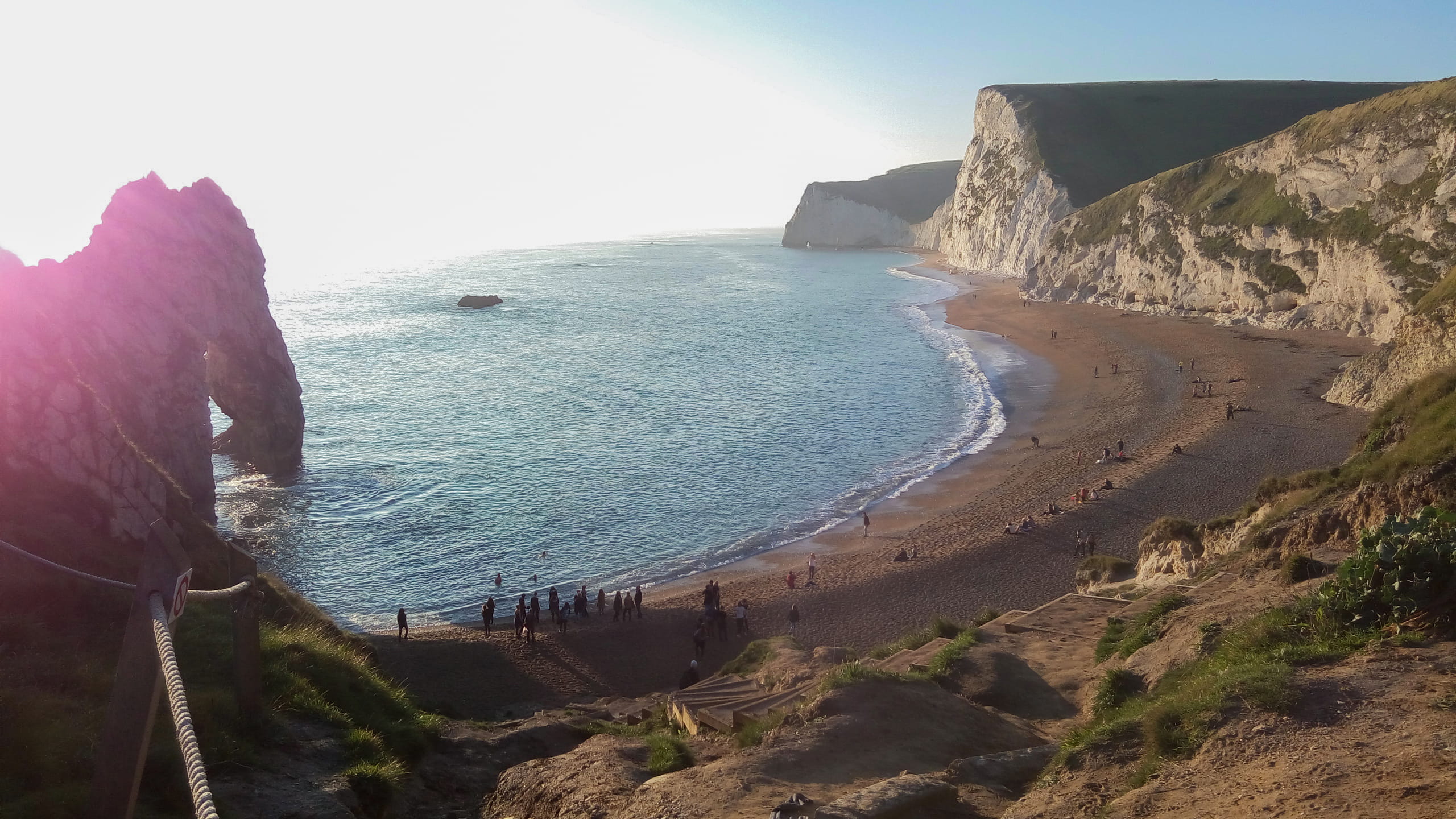 durdle door, horizon over water, tranquil scene, wareham, sun, rock, coastline, cliff, coast, tranquility, united kingdom, rock - object, 2K, beauty in nature, HD Wallpaper