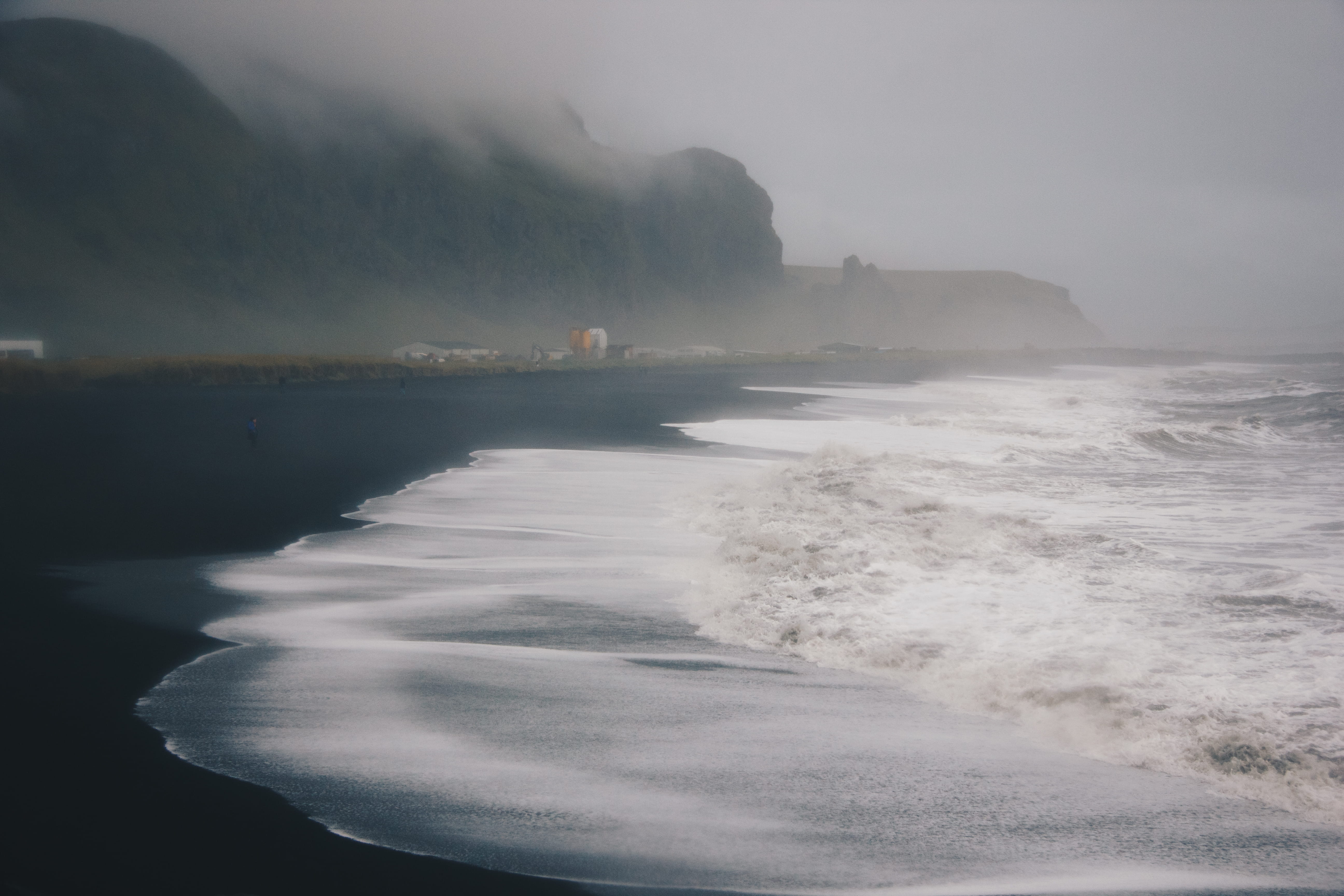 5K, power in nature, no people, reynisfjara beach, land, sea, iceland, water, scenics - nature, power, outdoors, nature, sky, aquatic sport, beauty in nature, HD Wallpaper