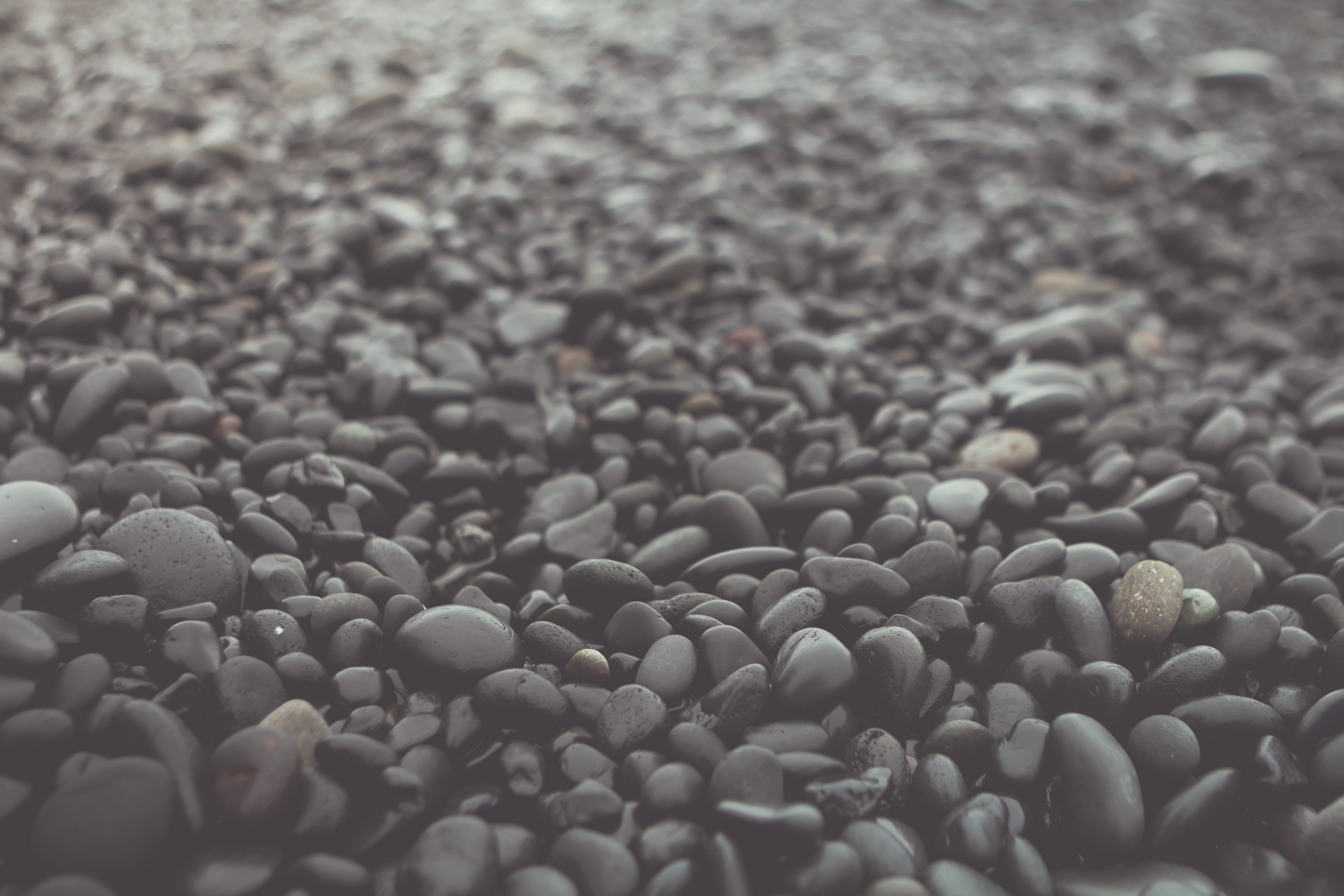 iceland, reynisfjara, selective focus, nature, beach, stone - object, stone, rock, outdoors, large group of objects, 5K, land, pebble, backgrounds, solid, HD Wallpaper