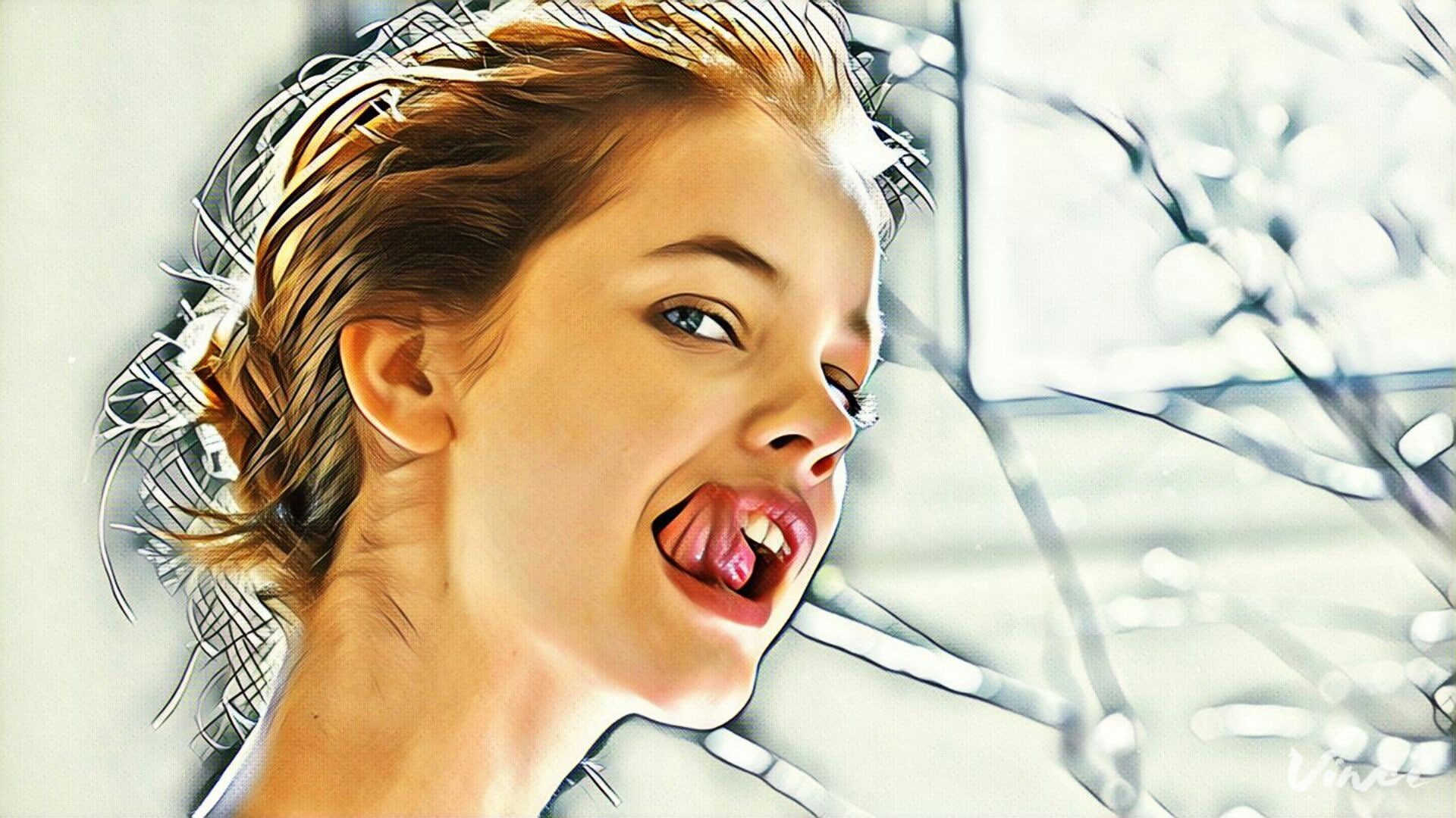 indoors, blond hair, adult, beauty, women, young adult, Barbara Palvin, lifestyles, digital art, hair, hairstyle, 1080P, one person, mouth, portrait, beautiful woman, HD Wallpaper