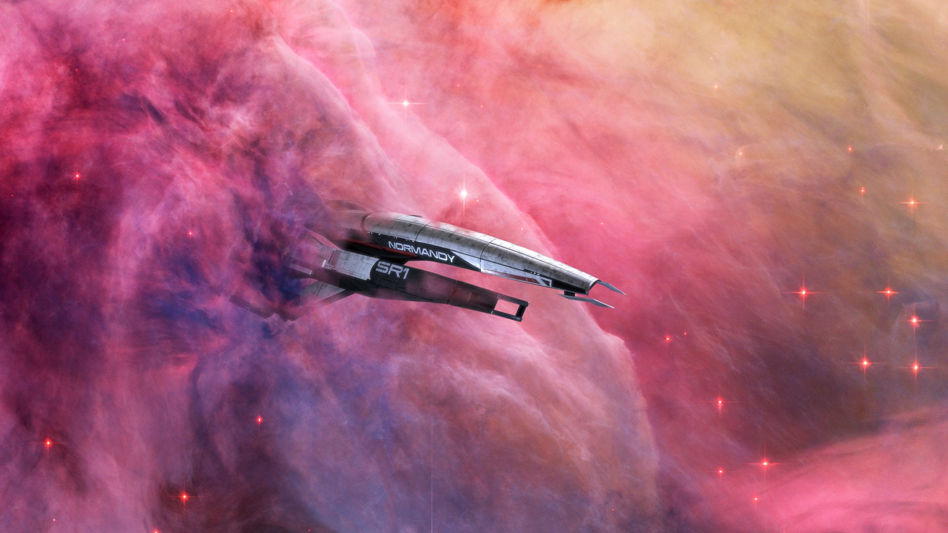 Normandy SR-1, Space, Mass Effect, 1080P, Nebula, HD Wallpaper