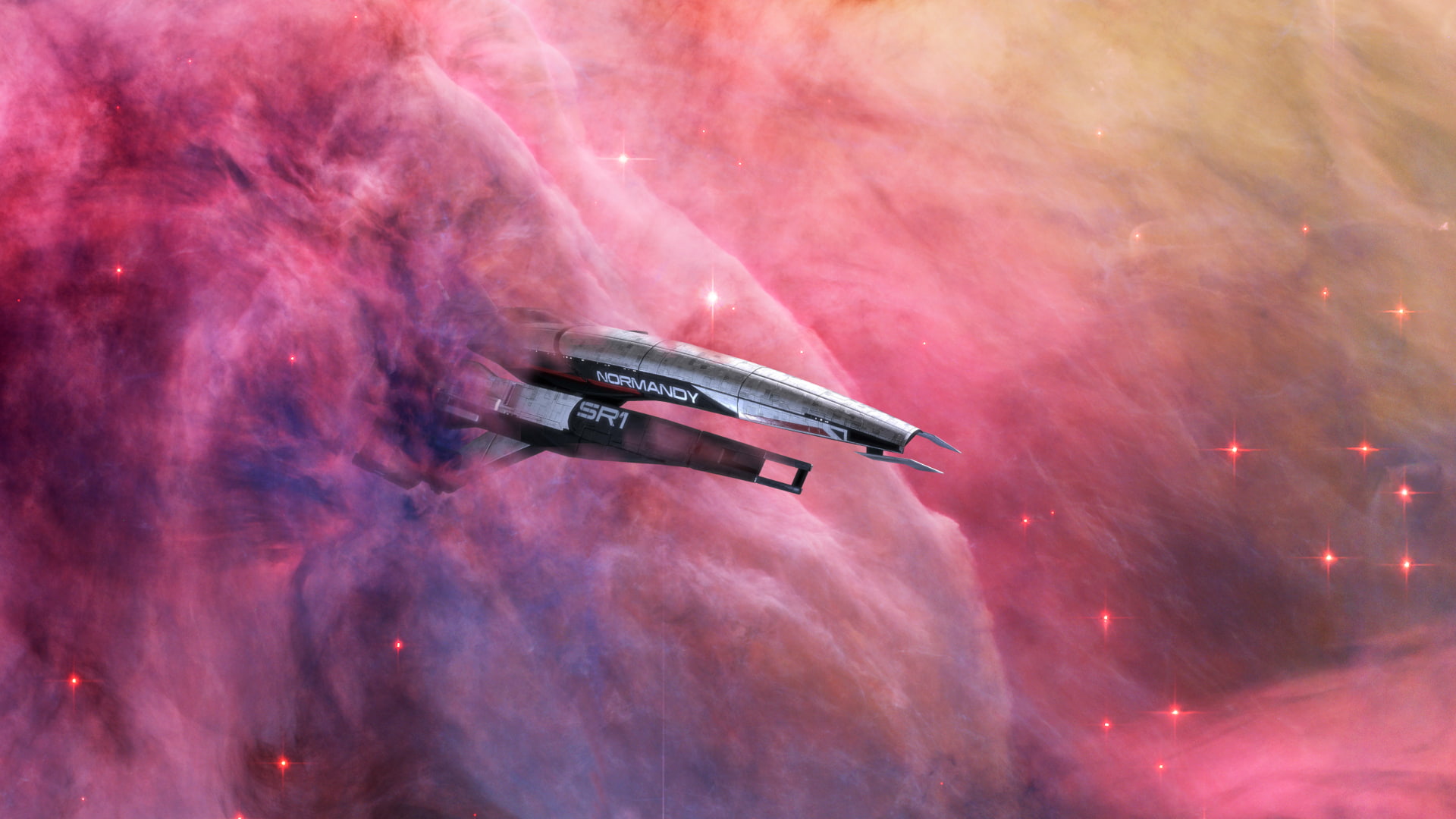 stars, hd, mass, normandy, pink, nebula, effect, video games, 1080P, HD Wallpaper