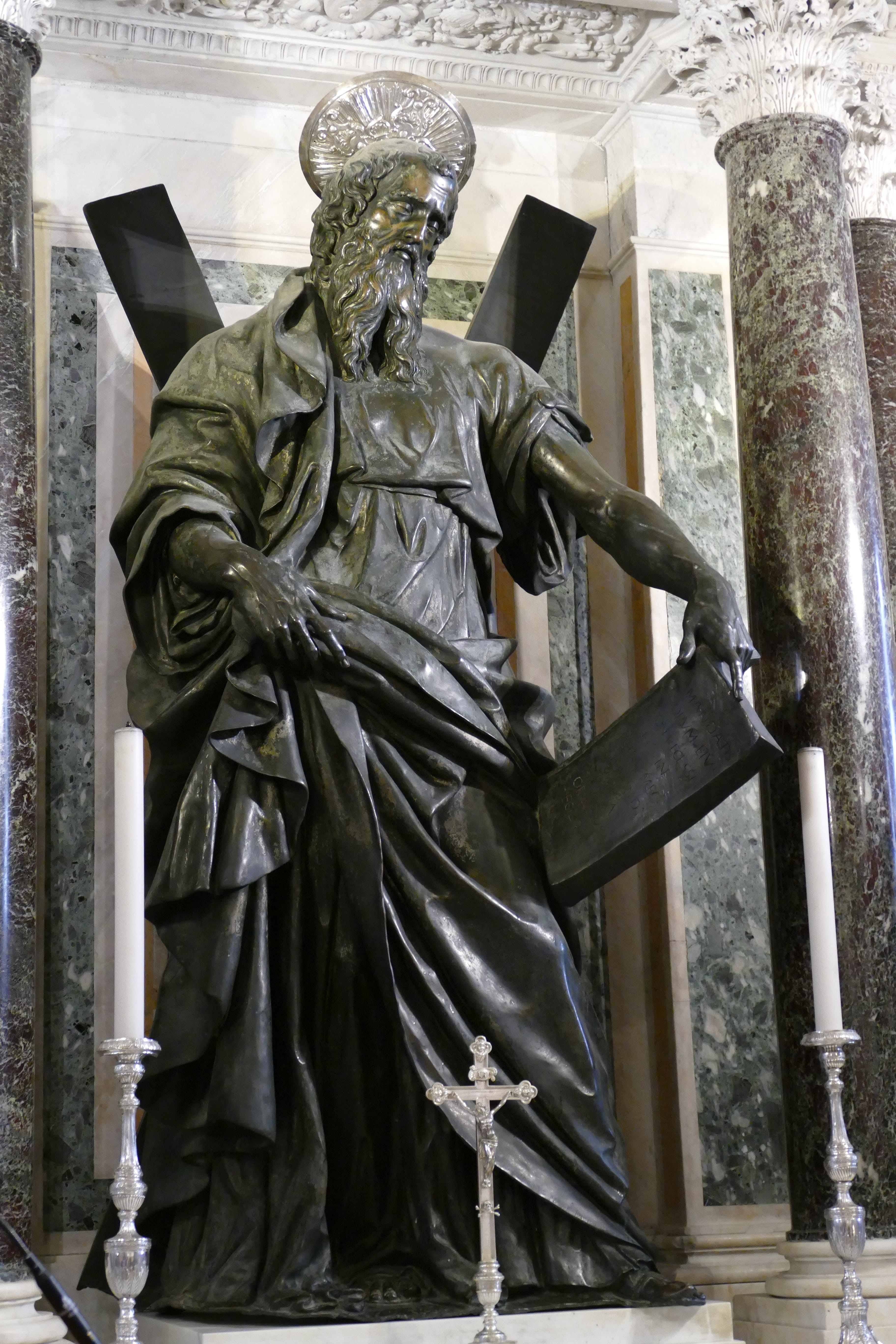historically, metal, male likeness, craft, apostle, day, andreas, memorial, 5K, human representation, representation, sculpture, architectural column, Phone HD Wallpaper