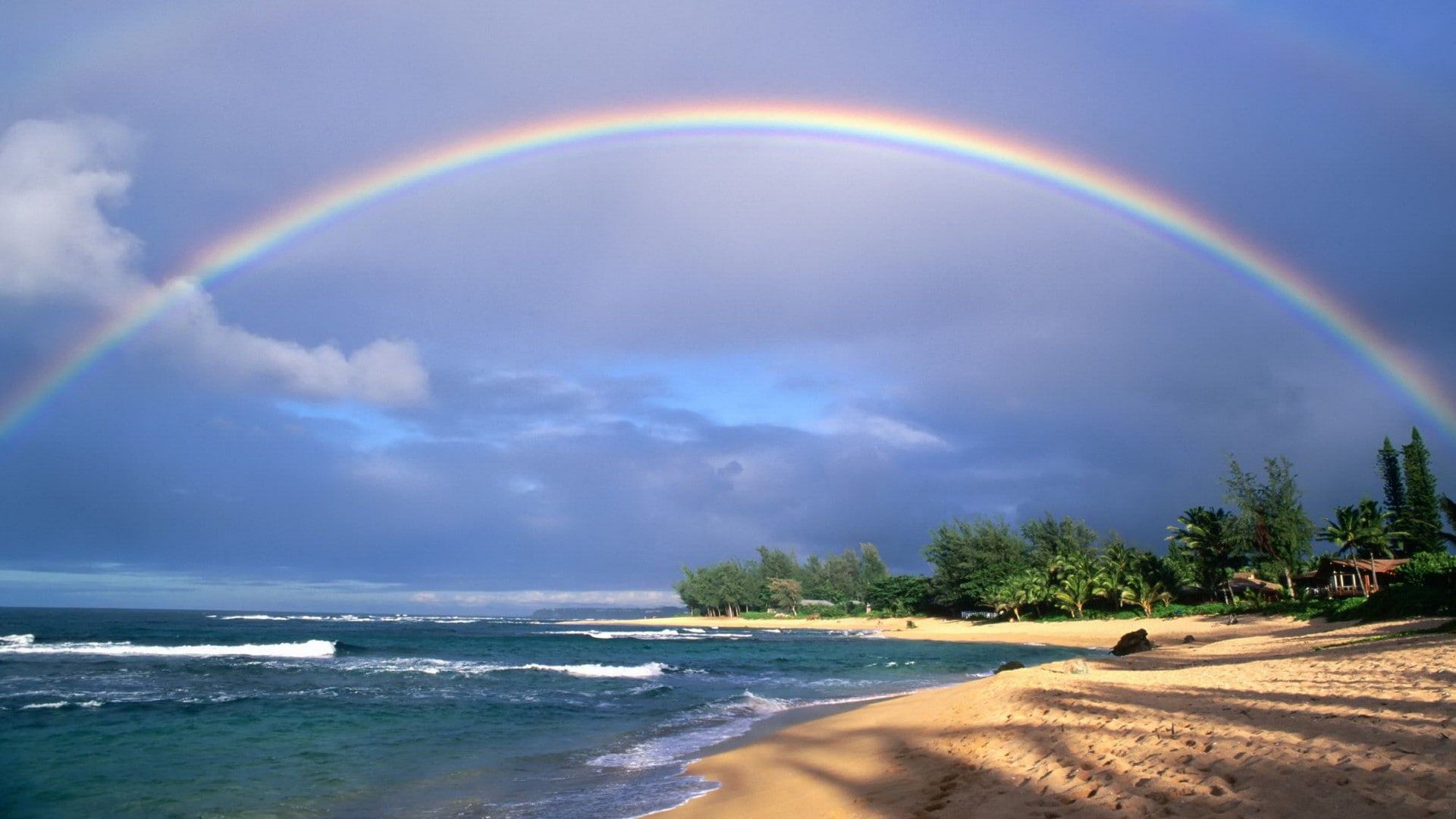 rainbow, ocean, 1080P, nature, hd, beach, HD Wallpaper