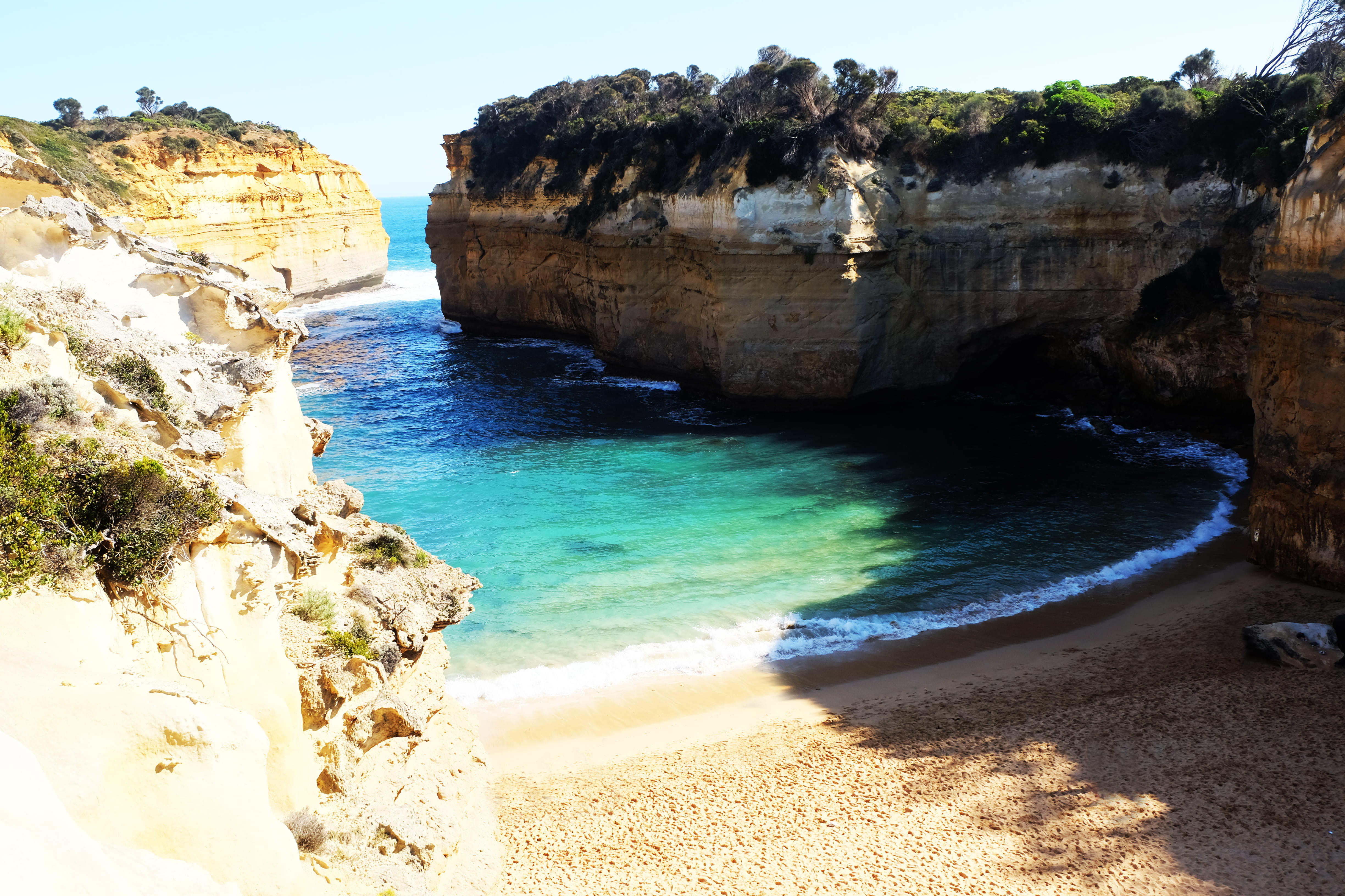 rock - object, beauty in nature, land, great ocean road, sea, rock formation, cliff, melbourne, solid, no people, 4K, sky, tranquility, plant, outdoors, HD Wallpaper