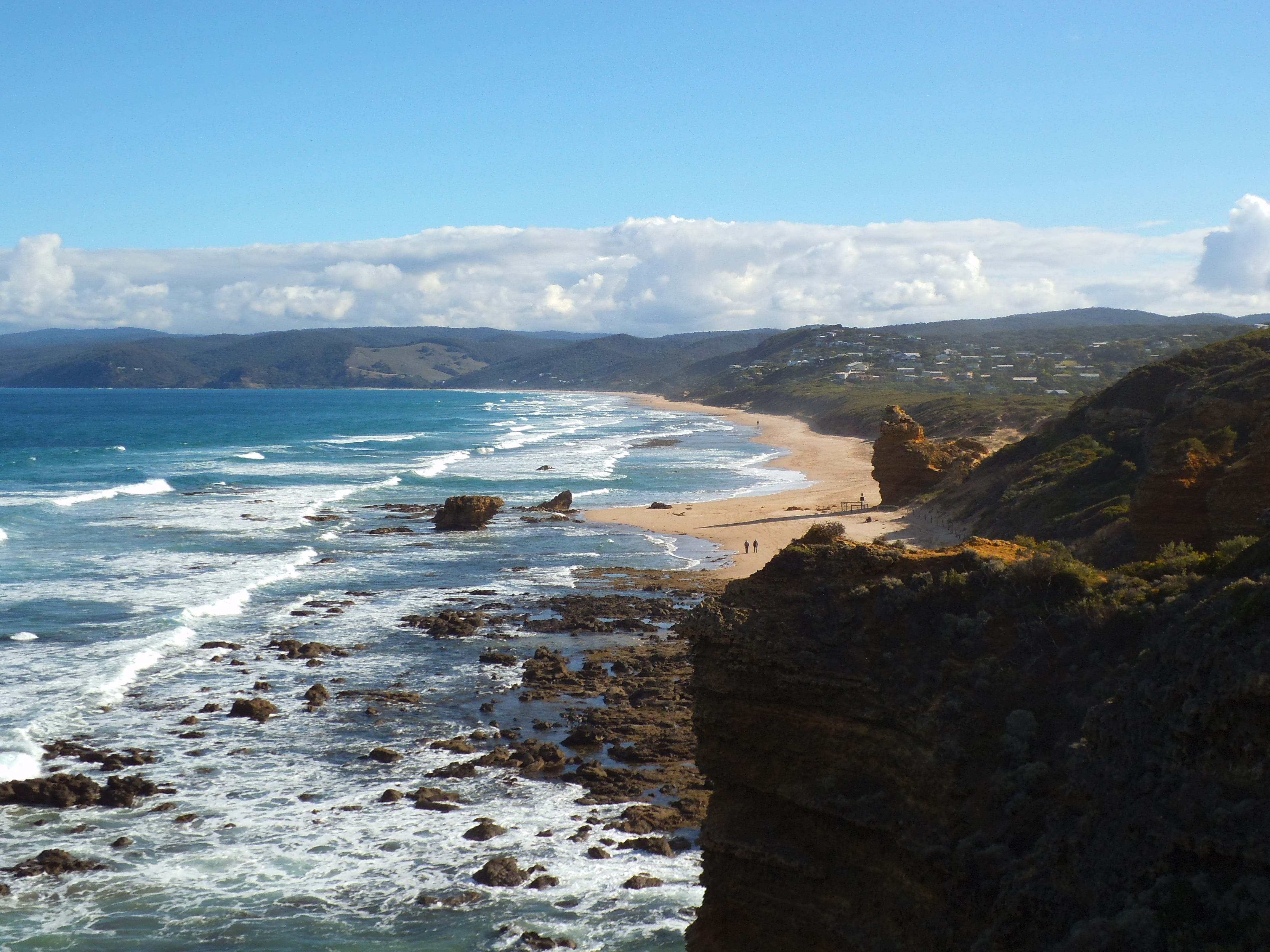 scenics - nature, rock, sky, cloud - sky, surfing, motion, outdoors, beach, water, australian coast line, sea, Coast, Great Ocean Road, beauty in nature, HD Wallpaper