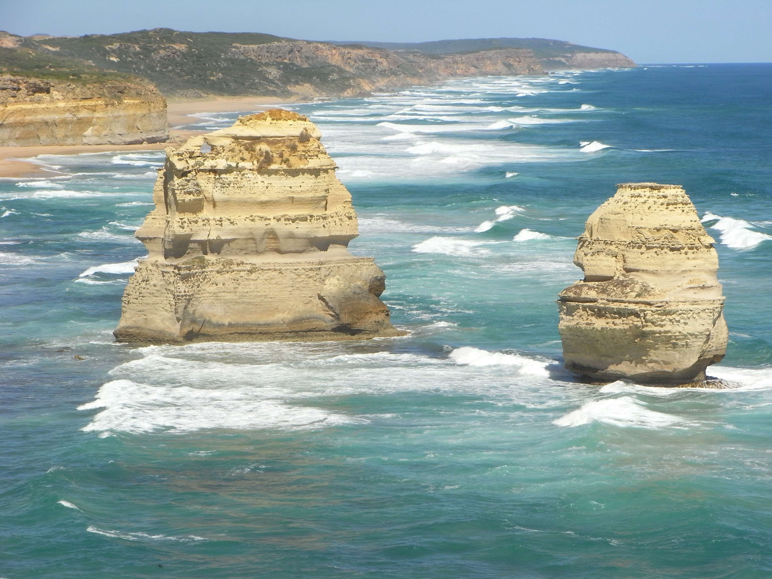 tranquility, australia, tranquil scene, non-urban scene, the great ocean road, no people, solid, outdoors, day, land, stack rock, rock, beach, scenic, 2K, HD Wallpaper
