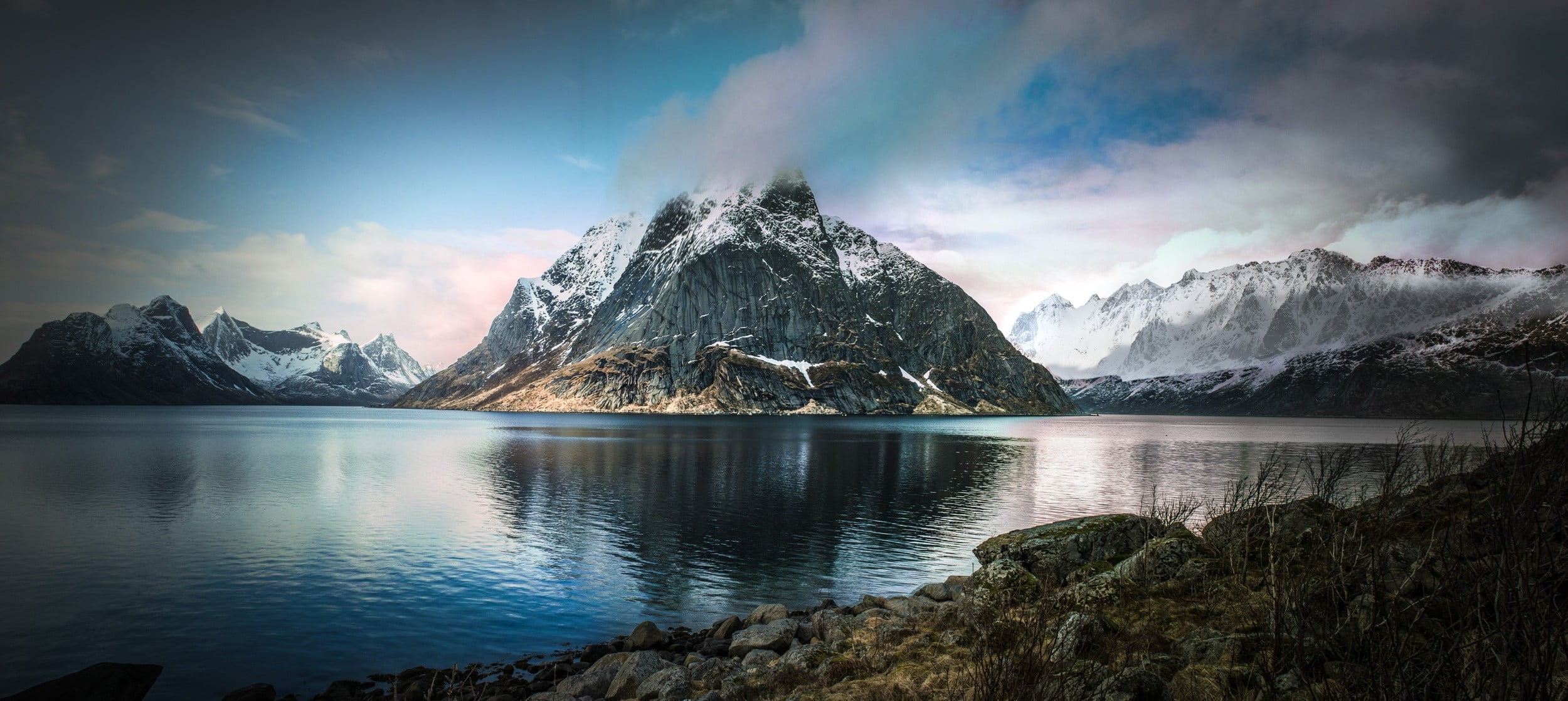 idyllic, 1080P, environment, Norway, Arctic, mountains, scenics - nature, beauty in nature, lake, no people, tranquility, non-urban scene, fjord, tranquil scene, HD Wallpaper