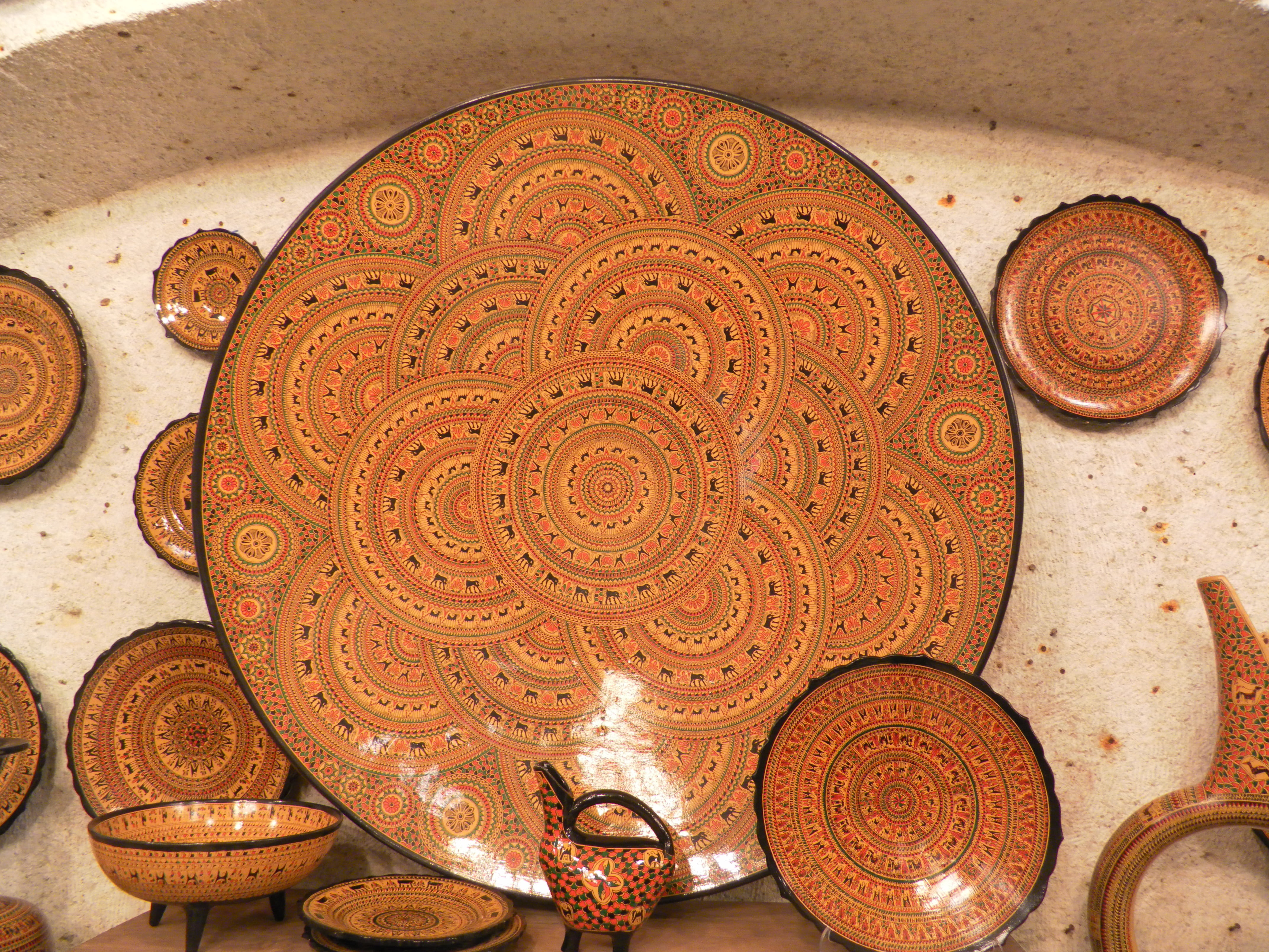 indoors, pattern, turkish handicraft, no people, cappadocia, geometric shape, floral pattern, circle, turkey, shape, high angle view, still life, ceramics, HD Wallpaper