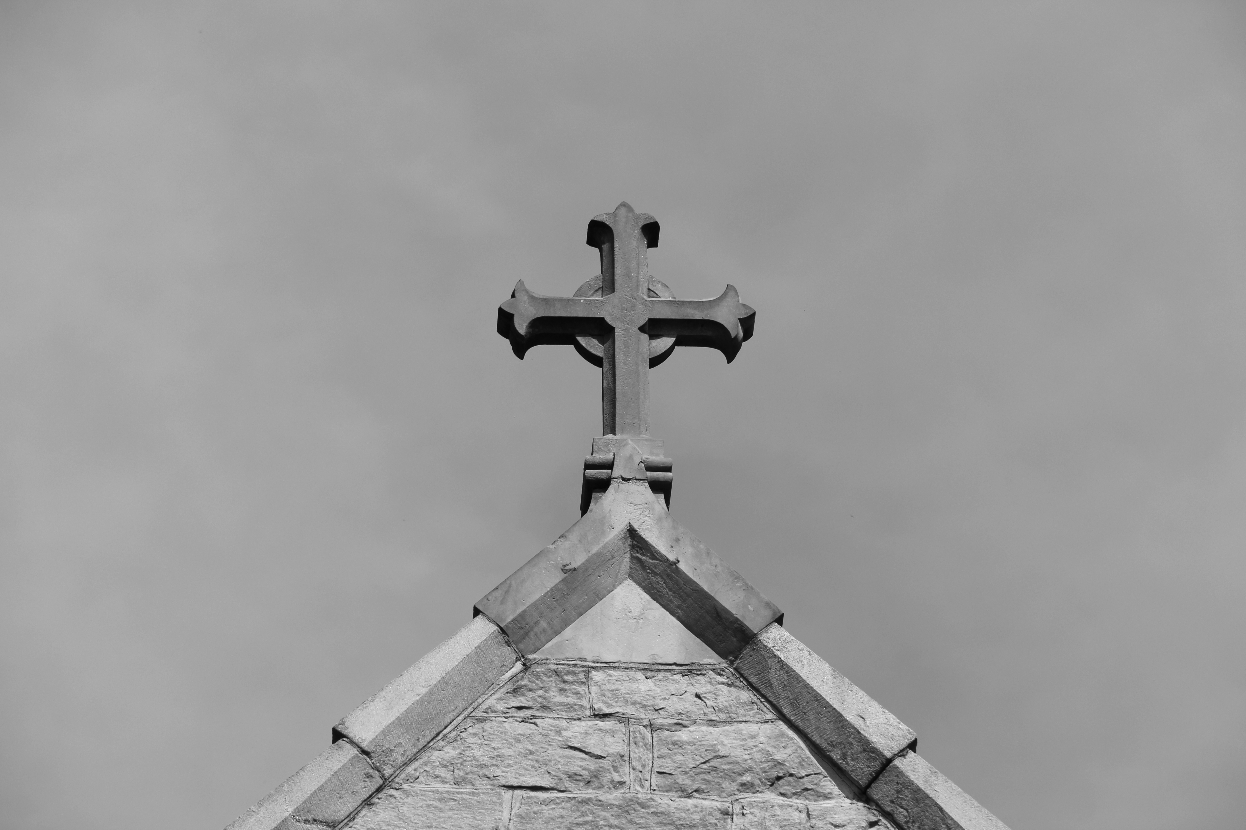 spirituality, photo, place of worship, christianity, worship, cross Shape, 5K, grayscale, architecture, faith, symbol, male likeness, spire, religion, HD Wallpaper