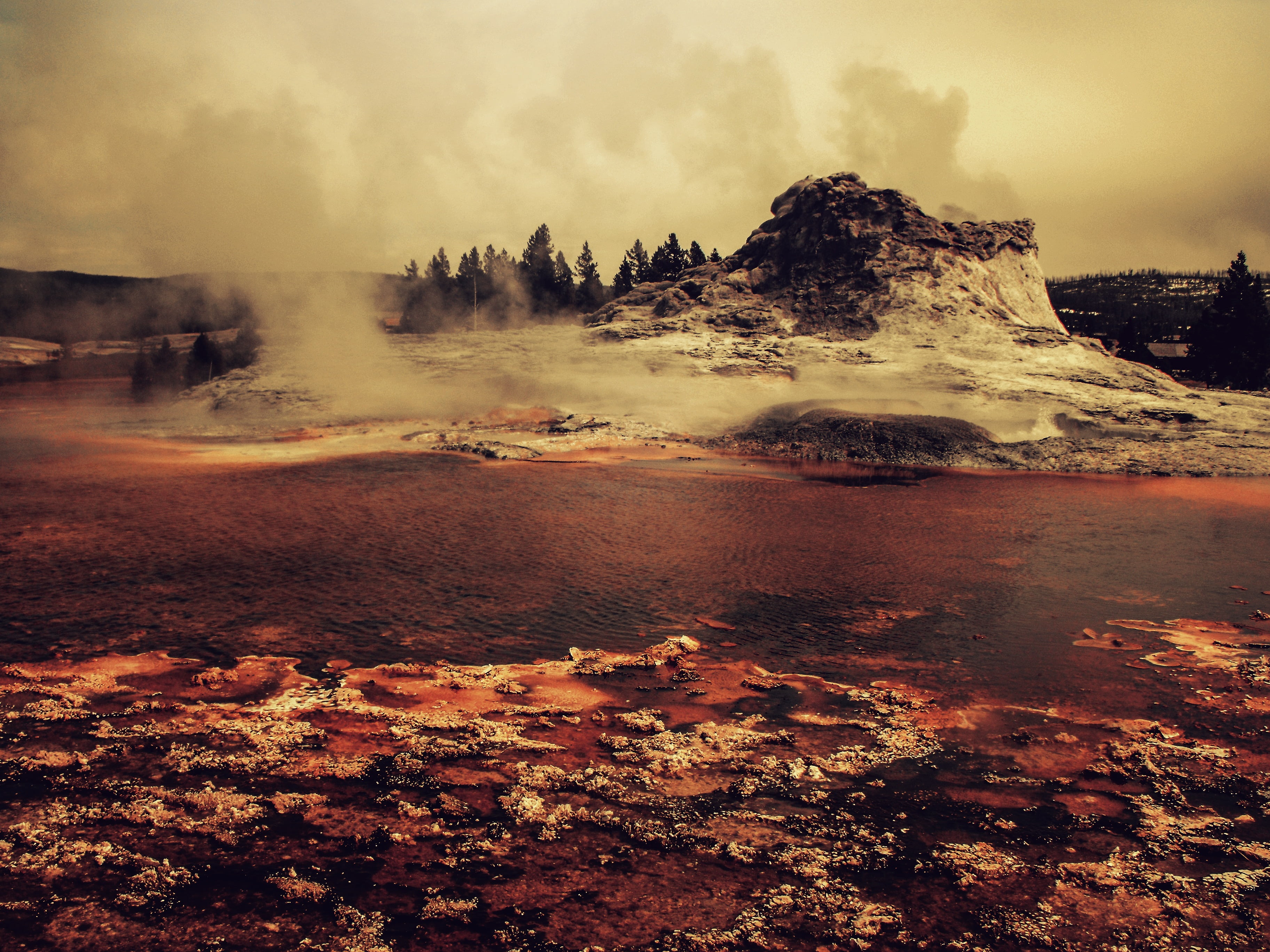 physical geography, 2K, spring, red, sun, blue, tranquility, scenics - nature, sunlight, landscape, mountain, sky, outdoor, yellowstone, park, day, cloud - sky, HD Wallpaper