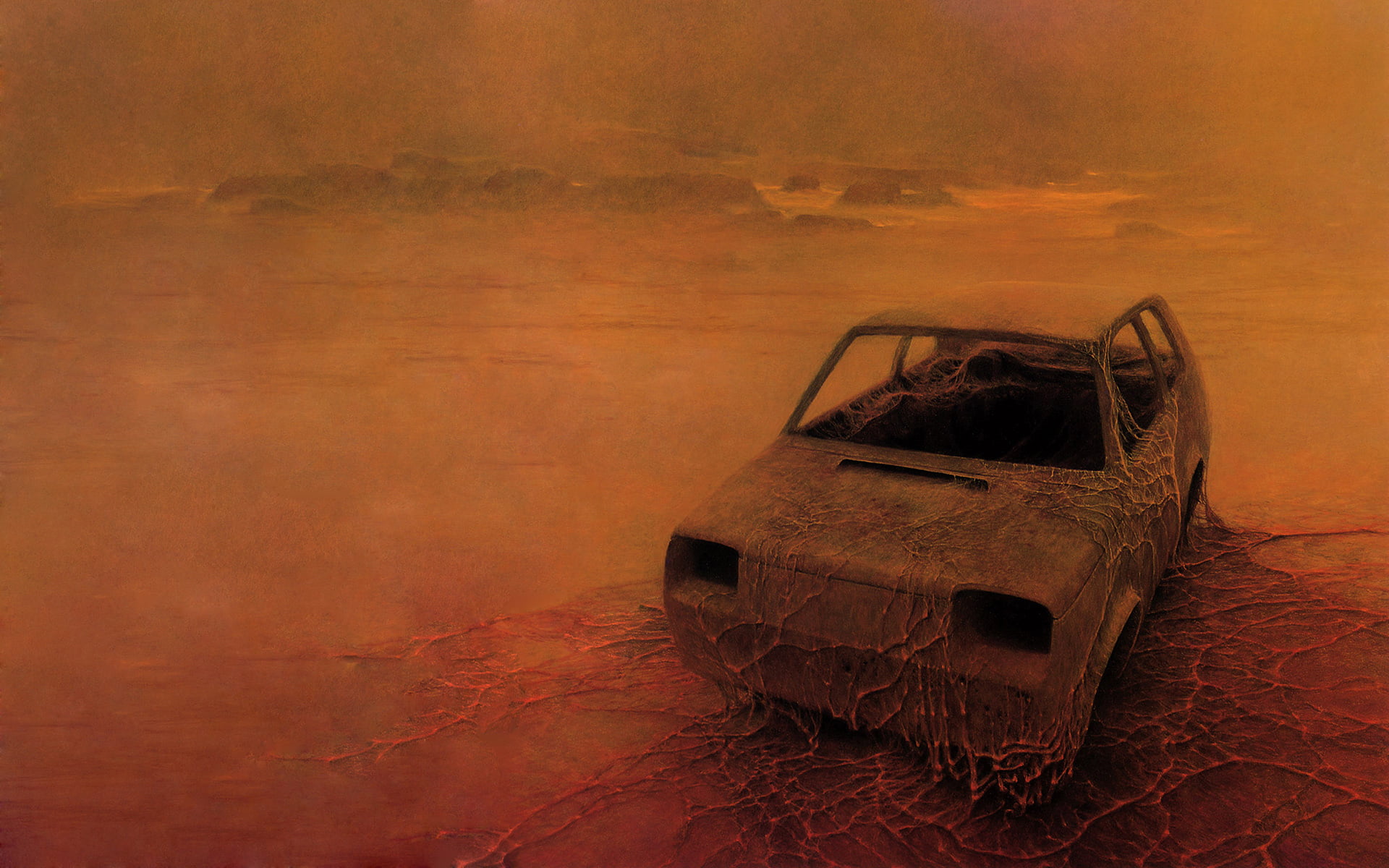 nature, no people, dark, mode of transportation, beach, creepy, motor vehicle, landscapes, transportation, damaged, horror, broken, car, day, 1080P, post, HD Wallpaper