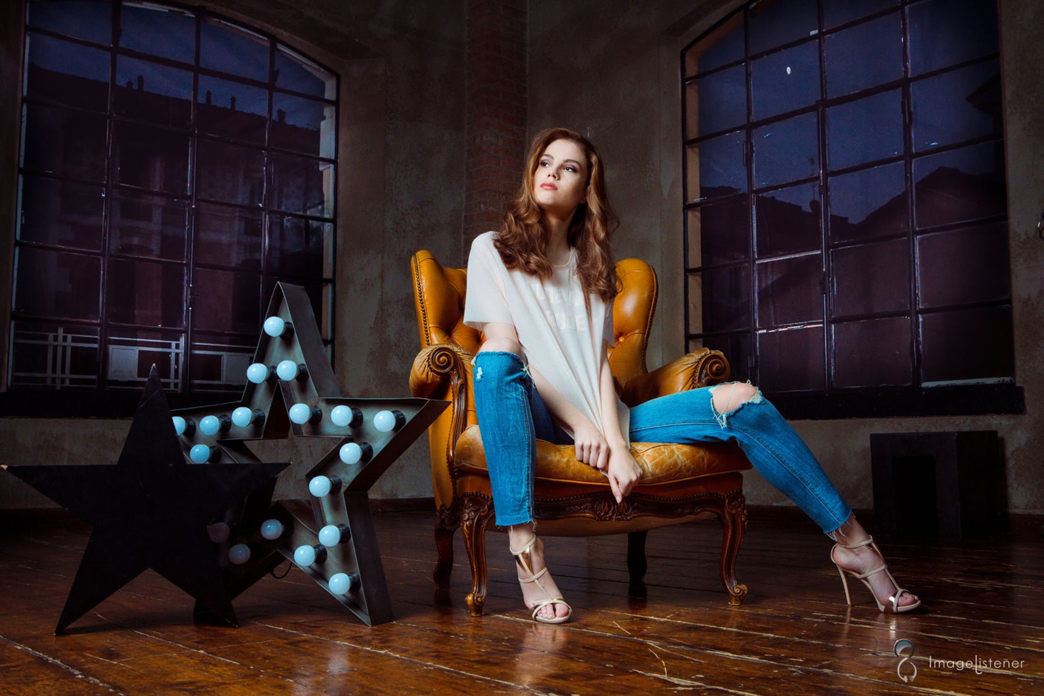brunette, model, Aneta Kalousková, window, 1080P, shoes, Paolo Carlo Lunni, women, HD Wallpaper