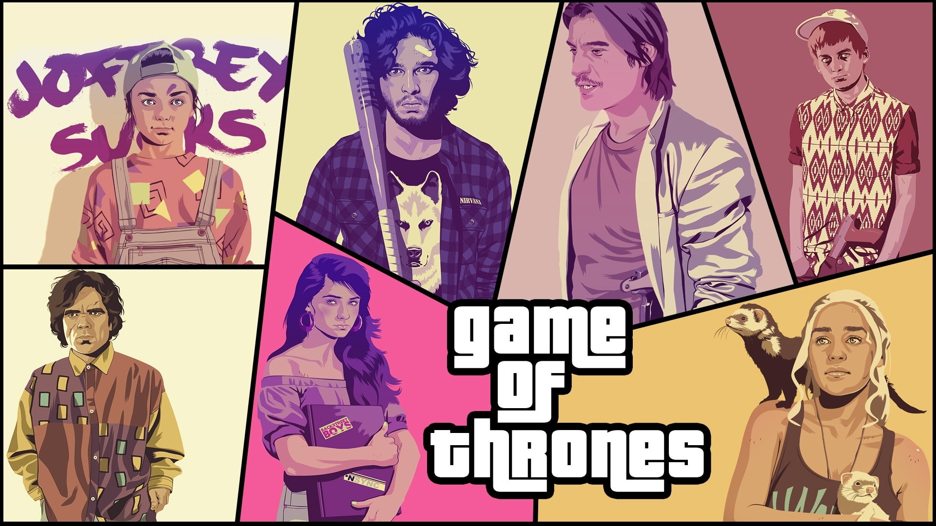 1080P, pop art, fan art, colorful, digital art, artwork, Game of Thrones, HD Wallpaper