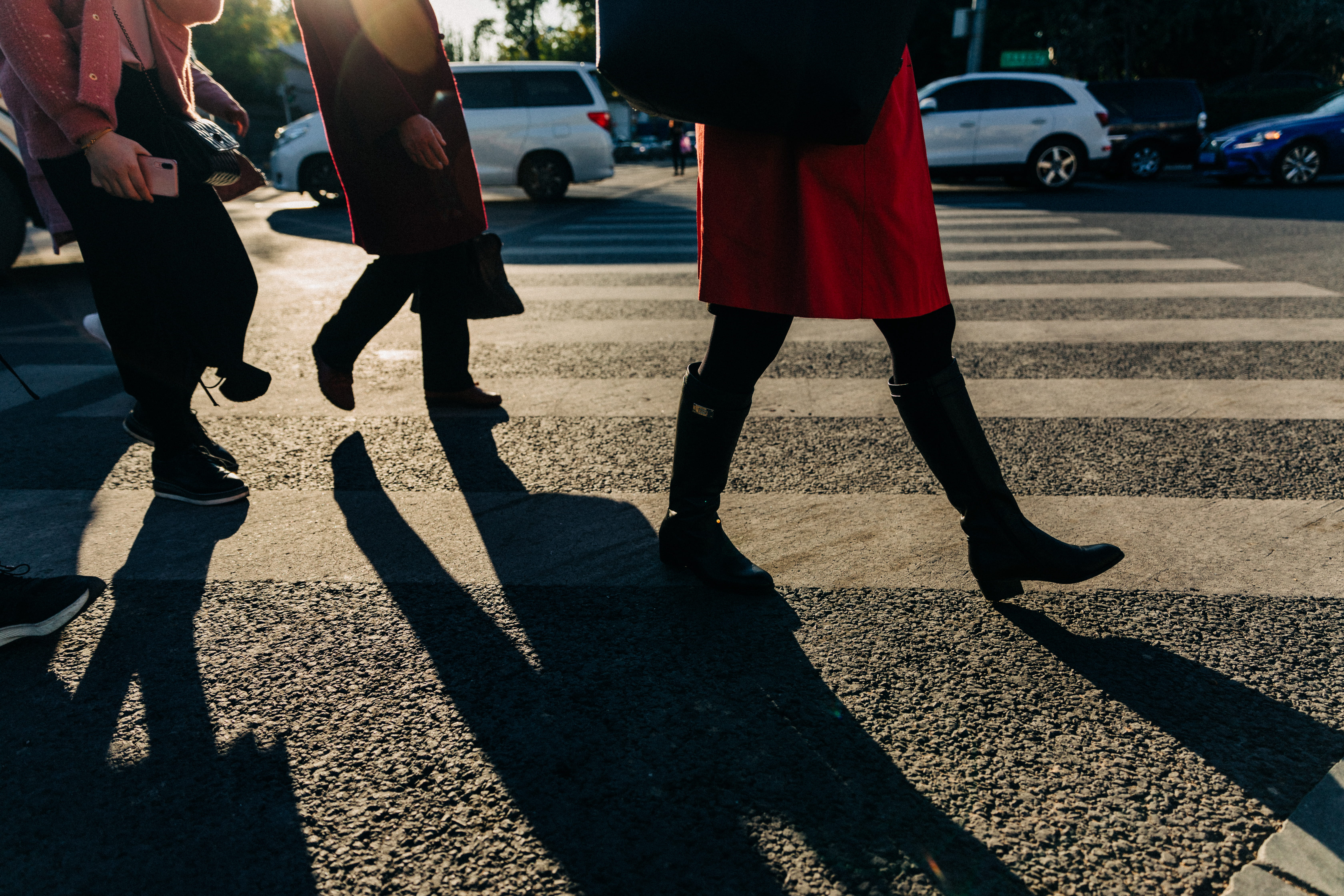 pedestrian, footwear, along, shadow, road, mode of transportation, human, person, asphalt, suv, vehicle, sunlight, lane, leisure activities, adult, group of people, HD Wallpaper