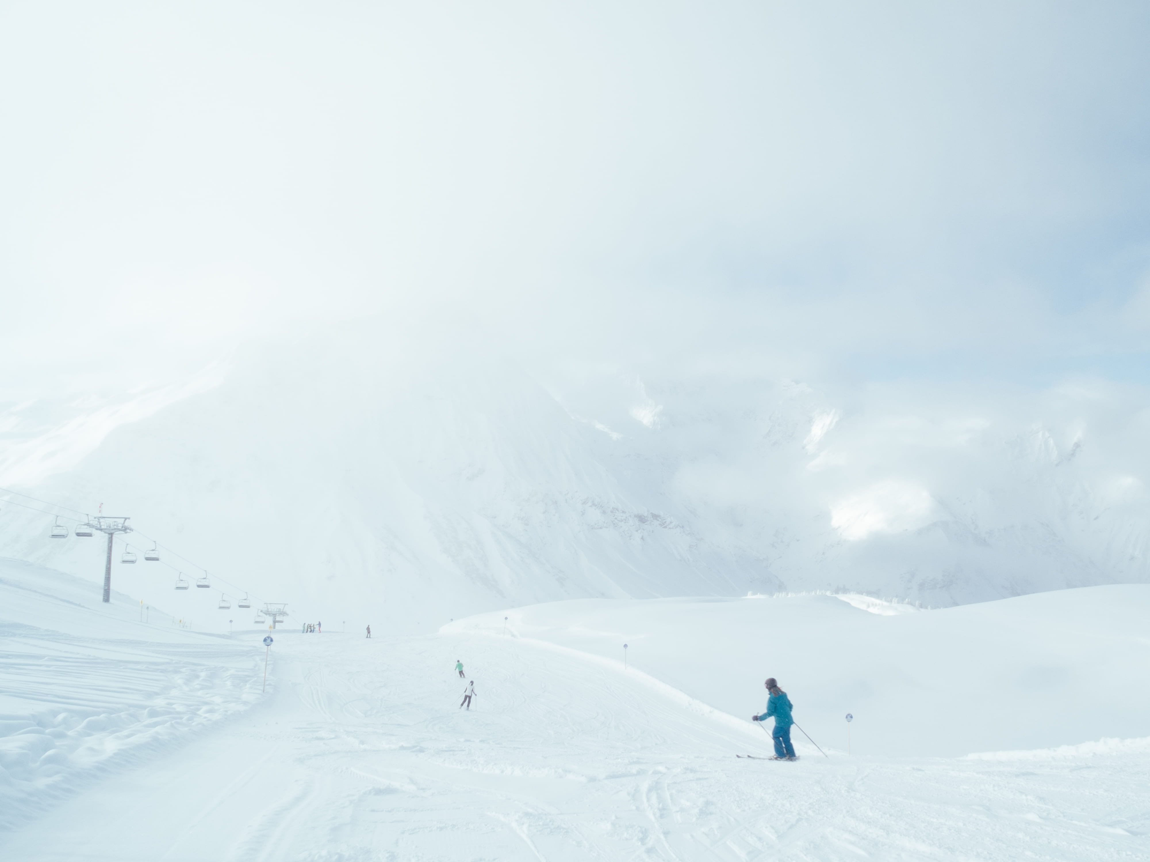 adventure, snowboard, boards, trip, environment, snow, mountains, man, mountain range, real people, clear sky, white color, chairlift, white, snowboarding, HD Wallpaper