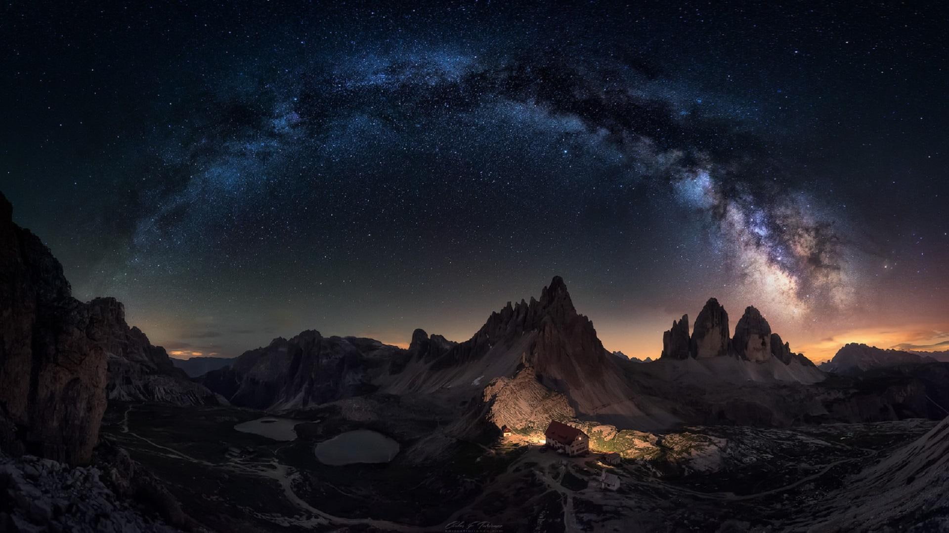 lost, mountain, formation, environment, mountain range, nature, no people, tranquility, beauty in nature, 1080P, milky way, non-urban scene, galaxy, night, HD Wallpaper