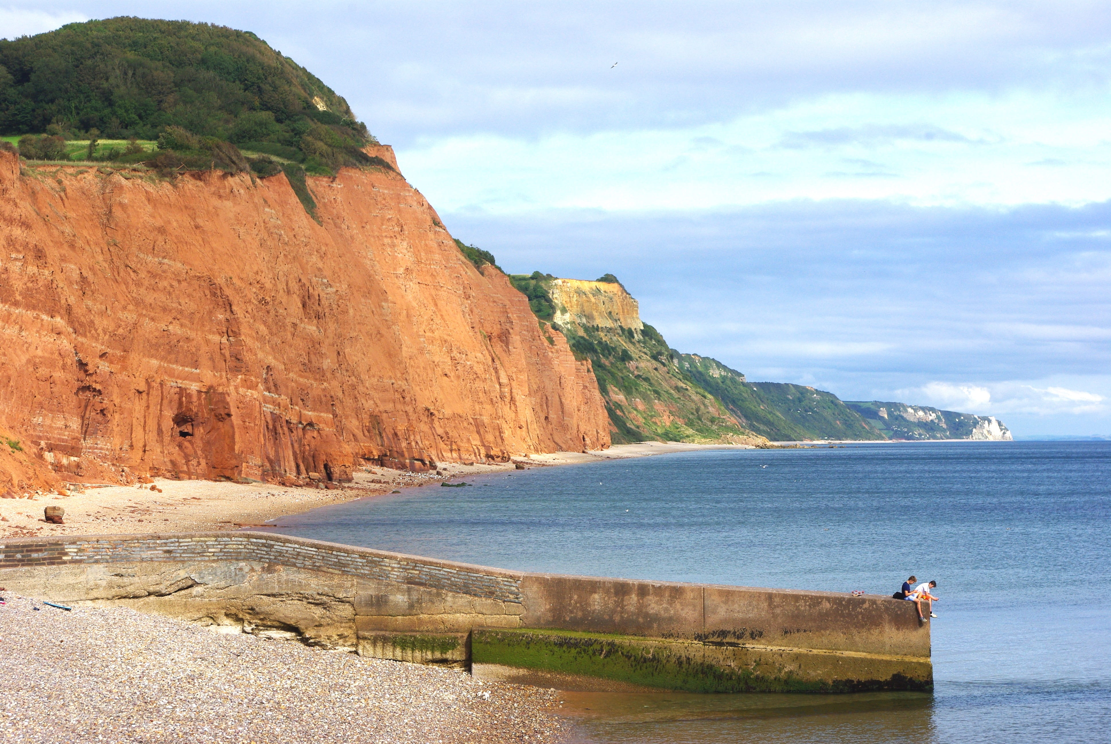 land, mountain, jurassic coast, outdoors, rock, 4K, devon, water, summer, day, cloud - sky, sidmouth, scenics - nature, sea, solid, england, holiday, sky, HD Wallpaper