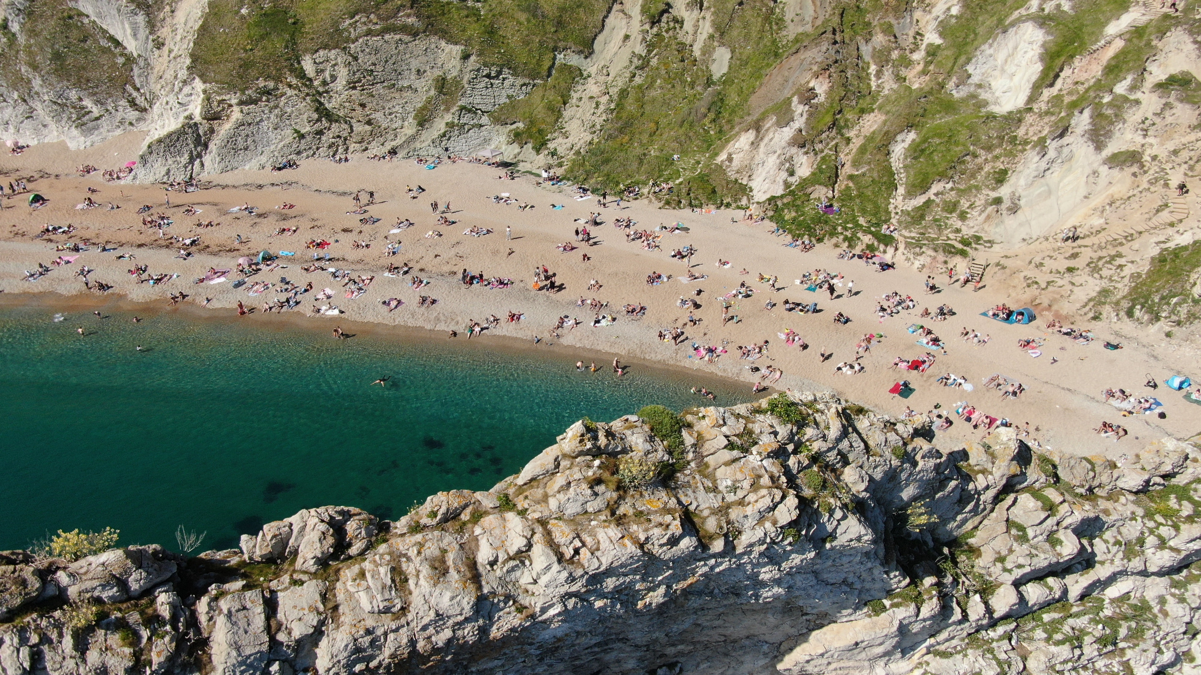 drone, Durdle Door (england), 4K, beach, HD Wallpaper